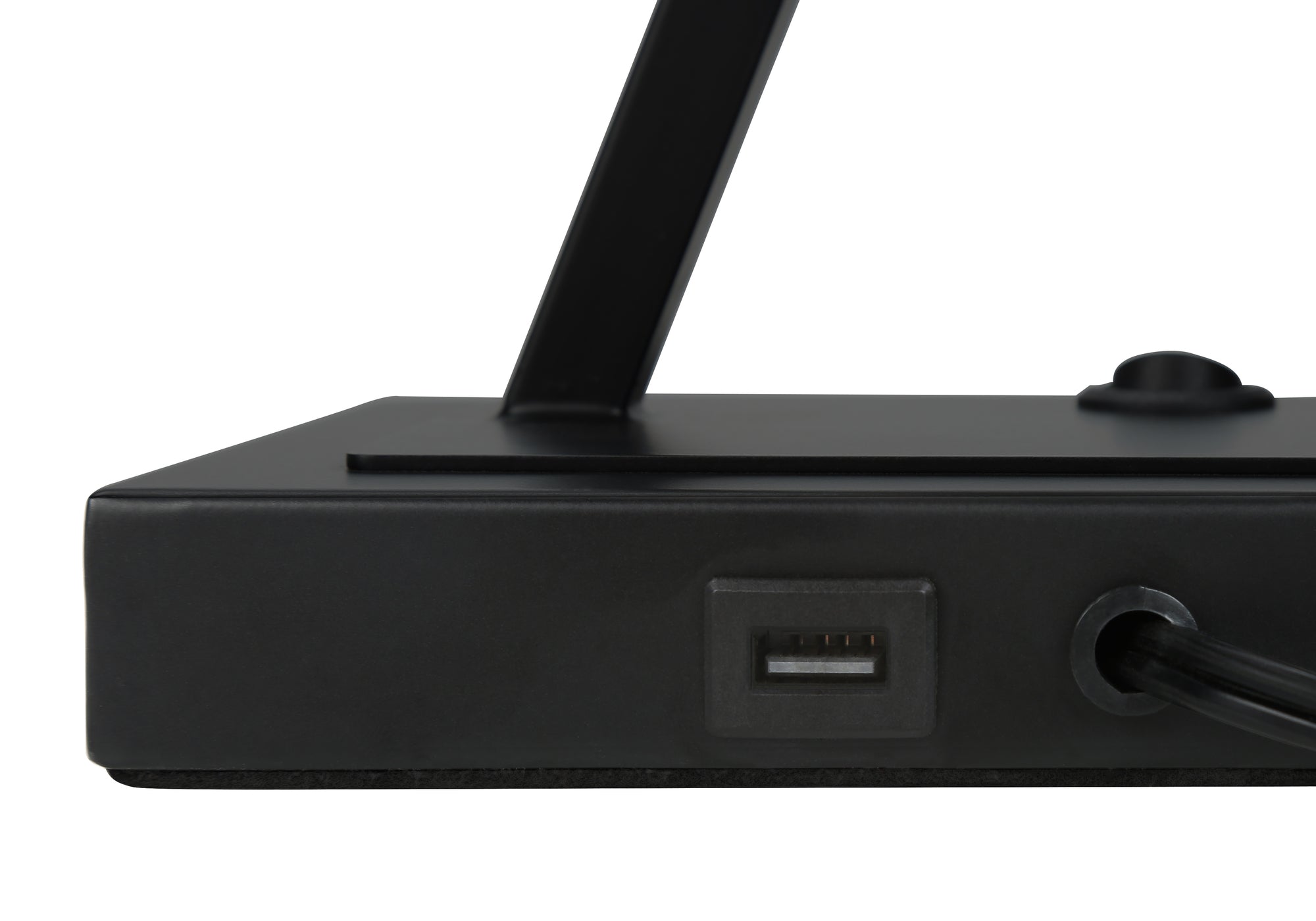 LIGHTING - 25"H TABLE LAMP BLACK METAL/BEIGE SHADE/USB-Table-DECOROLALA