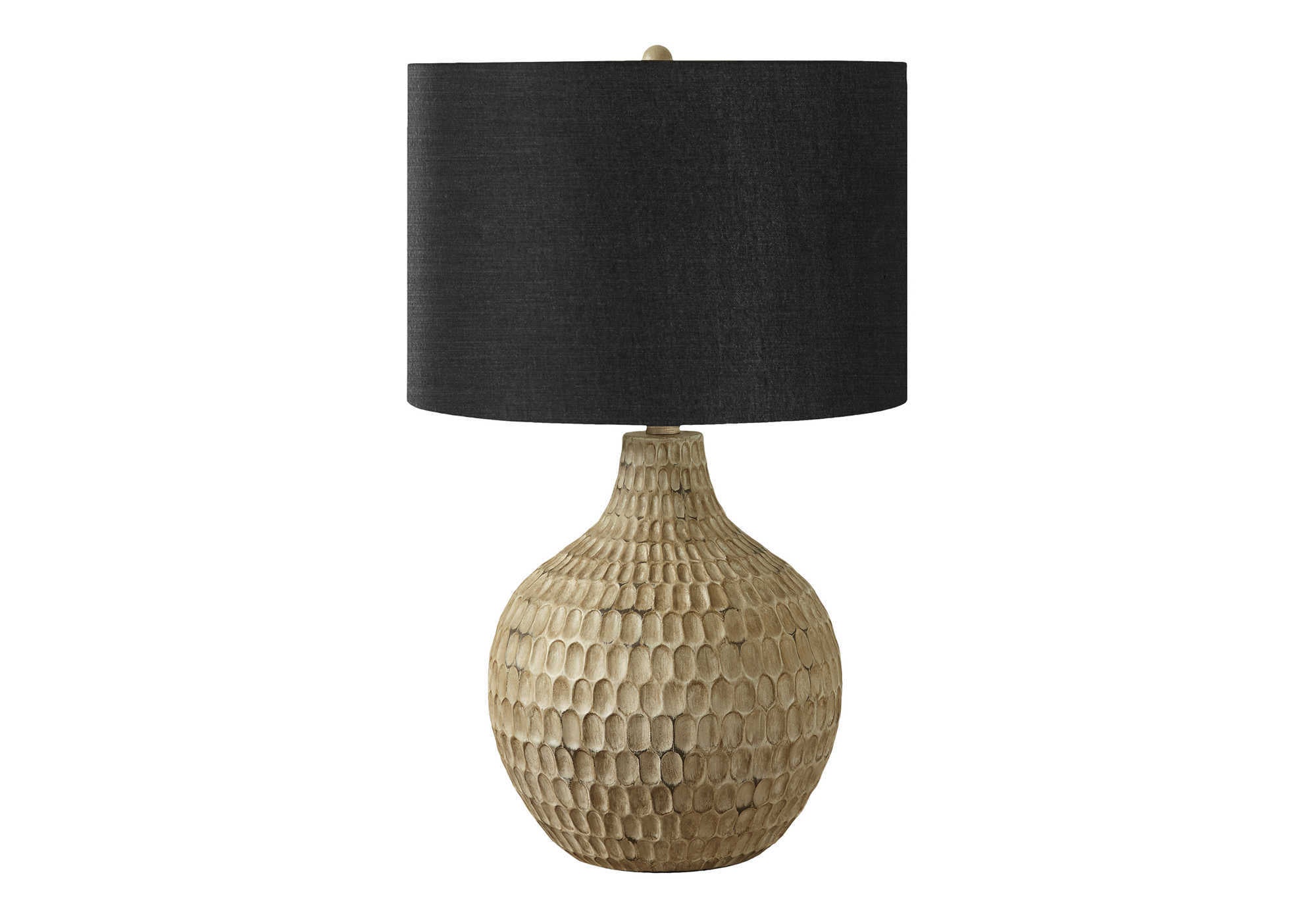LIGHTING - 25"H TABLE LAMP BROWN RESIN / BLACK SHADE-Table-DECOROLALA