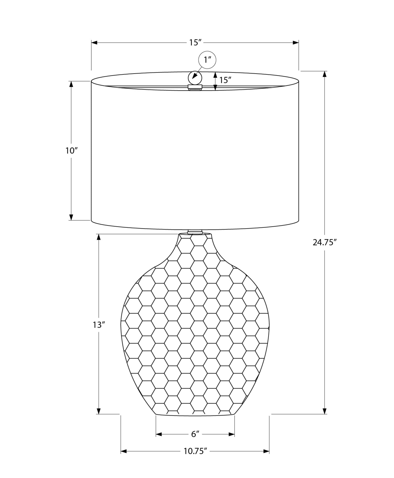 LIGHTING - 25"H TABLE LAMP BROWN RESIN / BLACK SHADE-Table-DECOROLALA