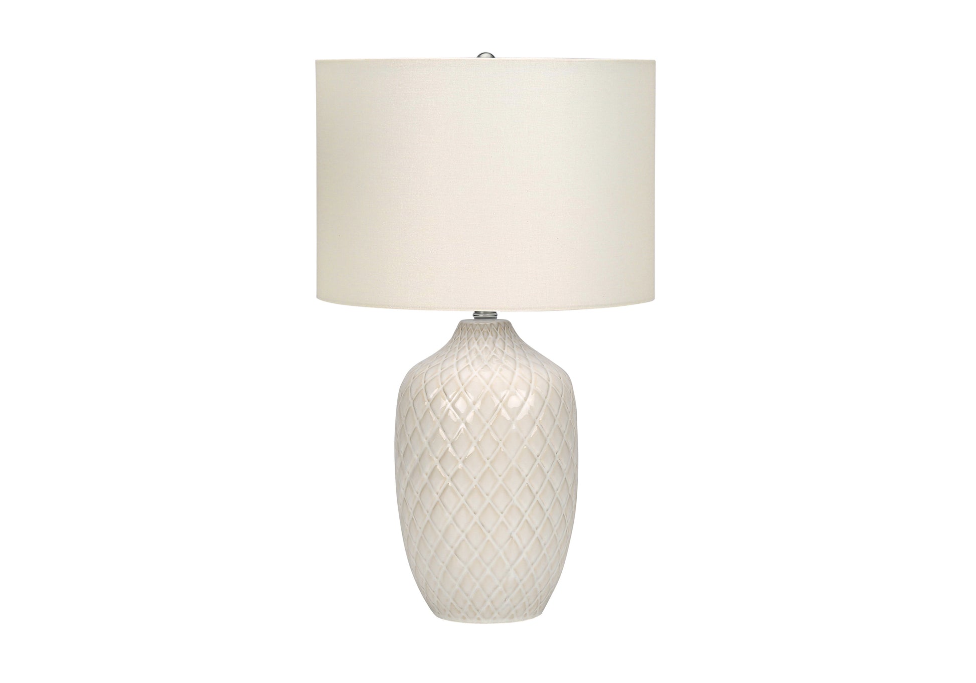 LIGHTING - 25"H TABLE LAMP CREAM CERAMIC / IVORY SHADE-Table-DECOROLALA