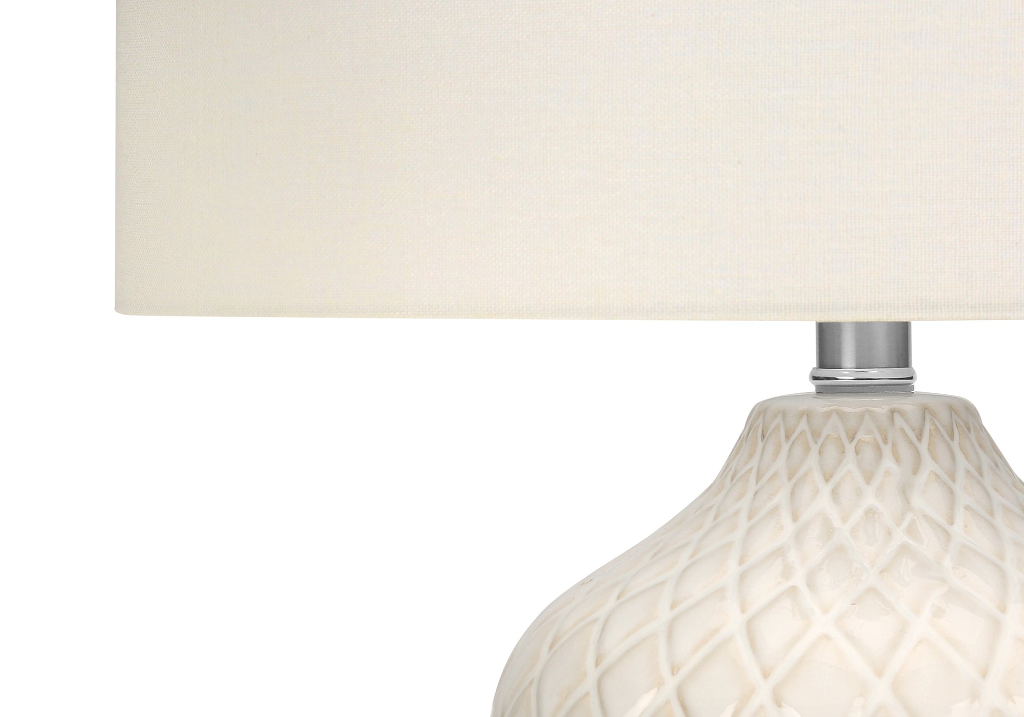 LIGHTING - 25"H TABLE LAMP CREAM CERAMIC / IVORY SHADE-Table-DECOROLALA