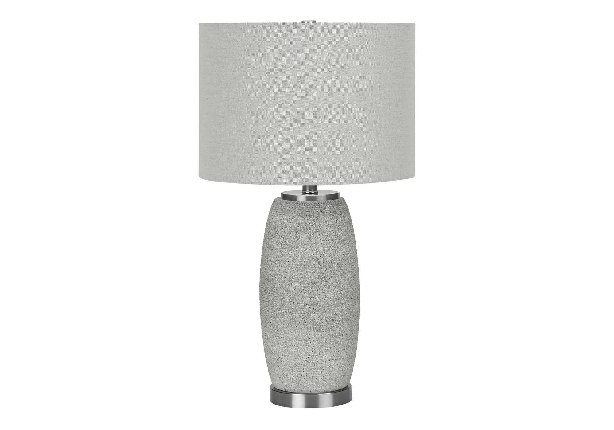 LIGHTING - 25"H TABLE LAMP GREY CERAMIC / GREY SHADE-Table-DECOROLALA