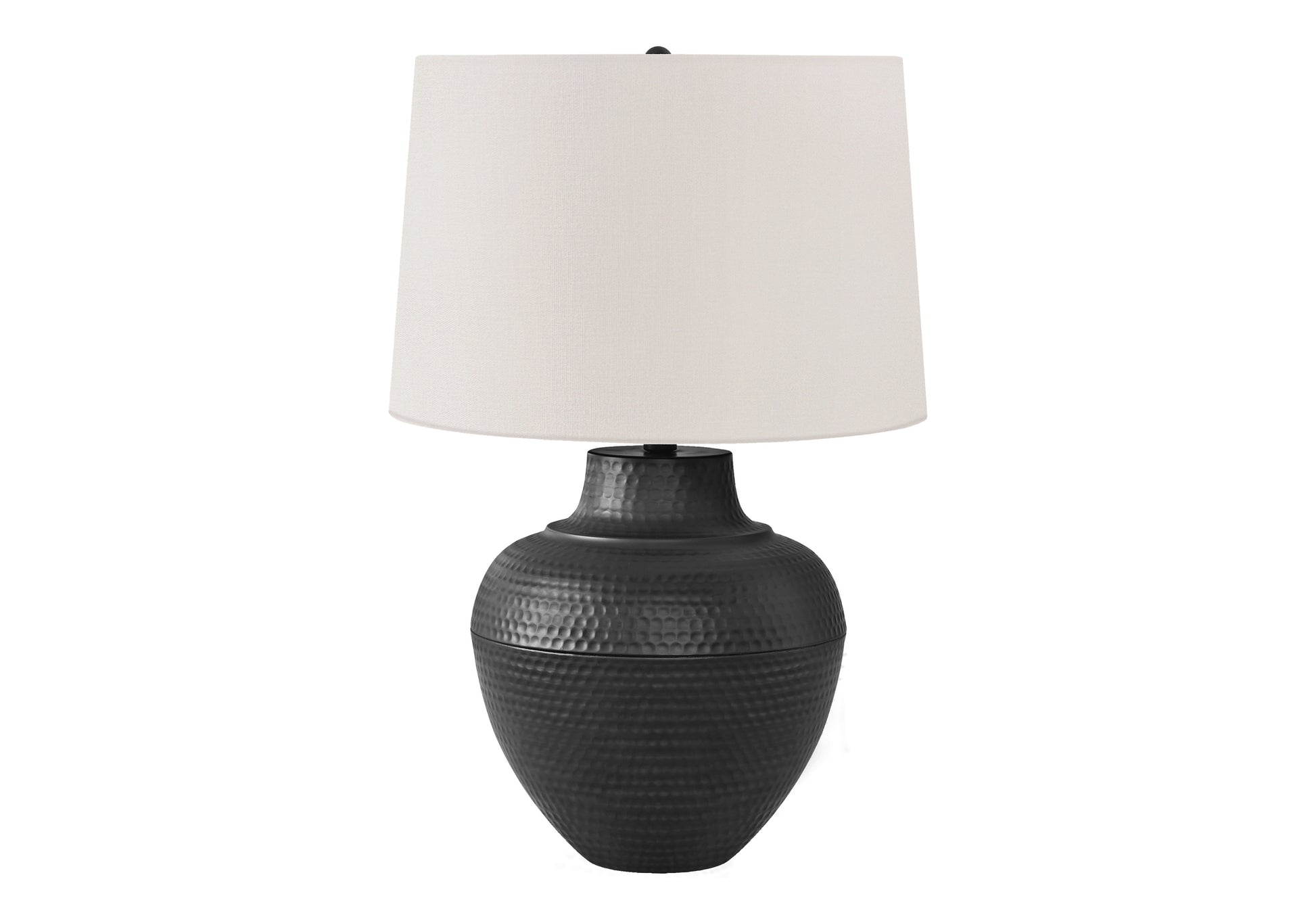 LIGHTING - 26"H TABLE LAMP BLACK METAL / IVORY SHADE-Table-DECOROLALA