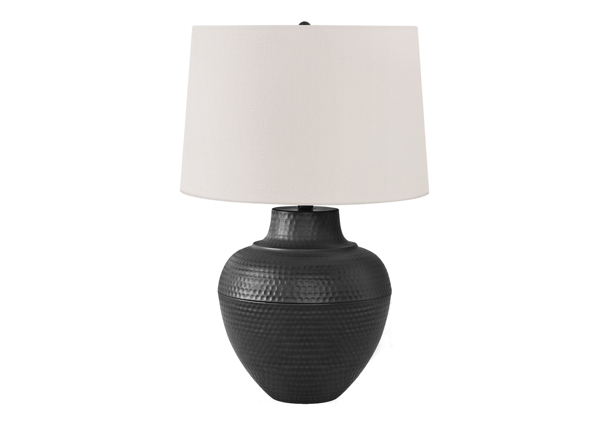 LIGHTING - 26"H TABLE LAMP BLACK METAL / IVORY SHADE-Table-DECOROLALA