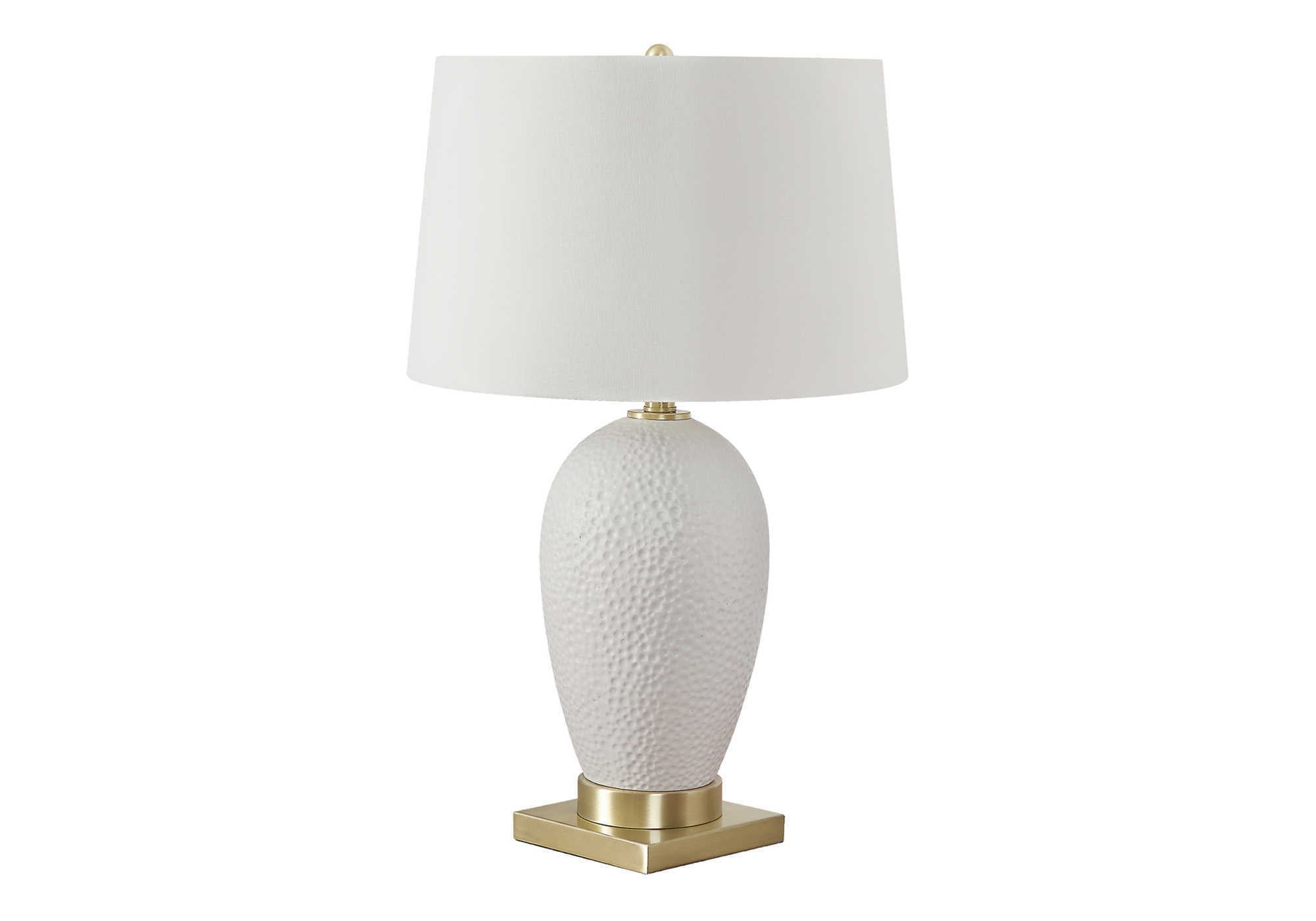 LIGHTING - 26"H TABLE LAMP WHITE CERAMIC / IVORY SHADE-Table-DECOROLALA