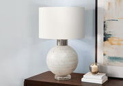 LIGHTING - 27"H TABLE LAMP BEIGE RESIN / IVORY SHADE-Table-DECOROLALA