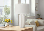LIGHTING - 27"H TABLE LAMP CREAM CERAMIC / IVORY SHADE-Table-DECOROLALA