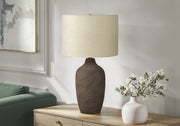LIGHTING - 27"H TABLE LAMP GREY CERAMIC / BEIGE SHADE-Table-DECOROLALA