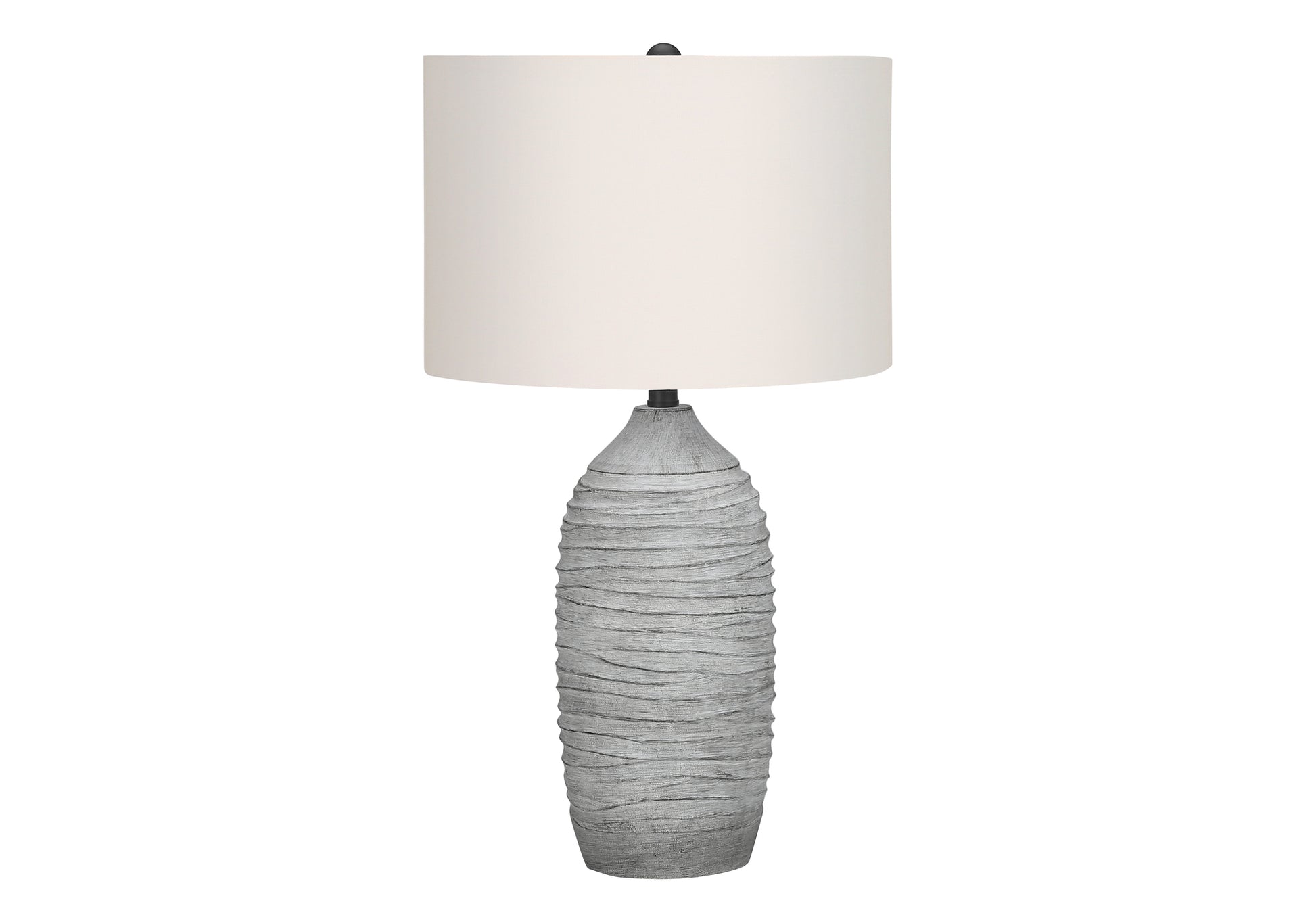 LIGHTING - 27"H TABLE LAMP GREY RESIN / IVORY SHADE-Table-DECOROLALA