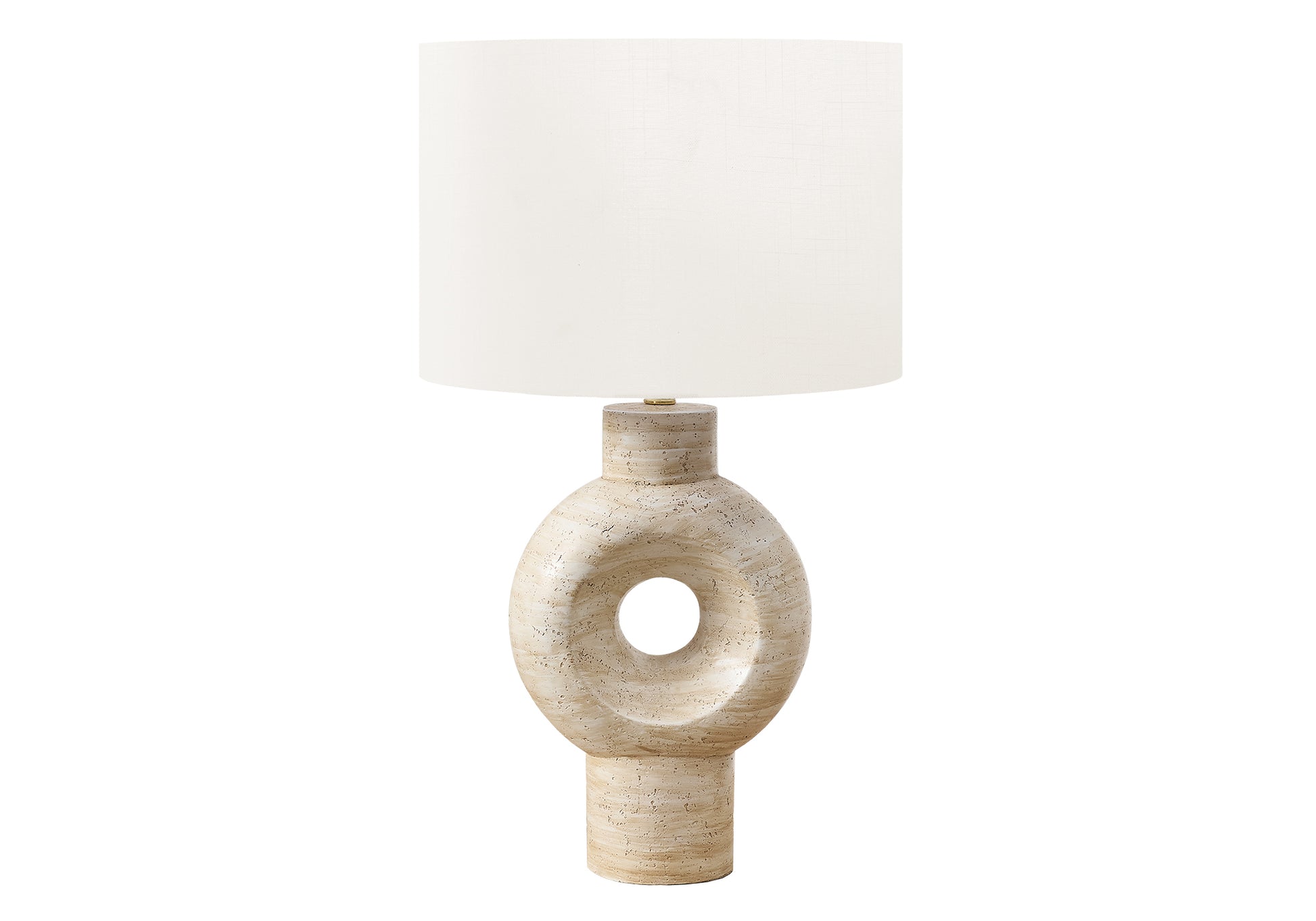 LIGHTING - 28"H TABLE LAMP BEIGE RESIN / IVORY SHADE-Table-DECOROLALA