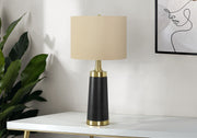 LIGHTING - 28"H TABLE LAMP BLACK METAL / BEIGE SHADE-Table-DECOROLALA
