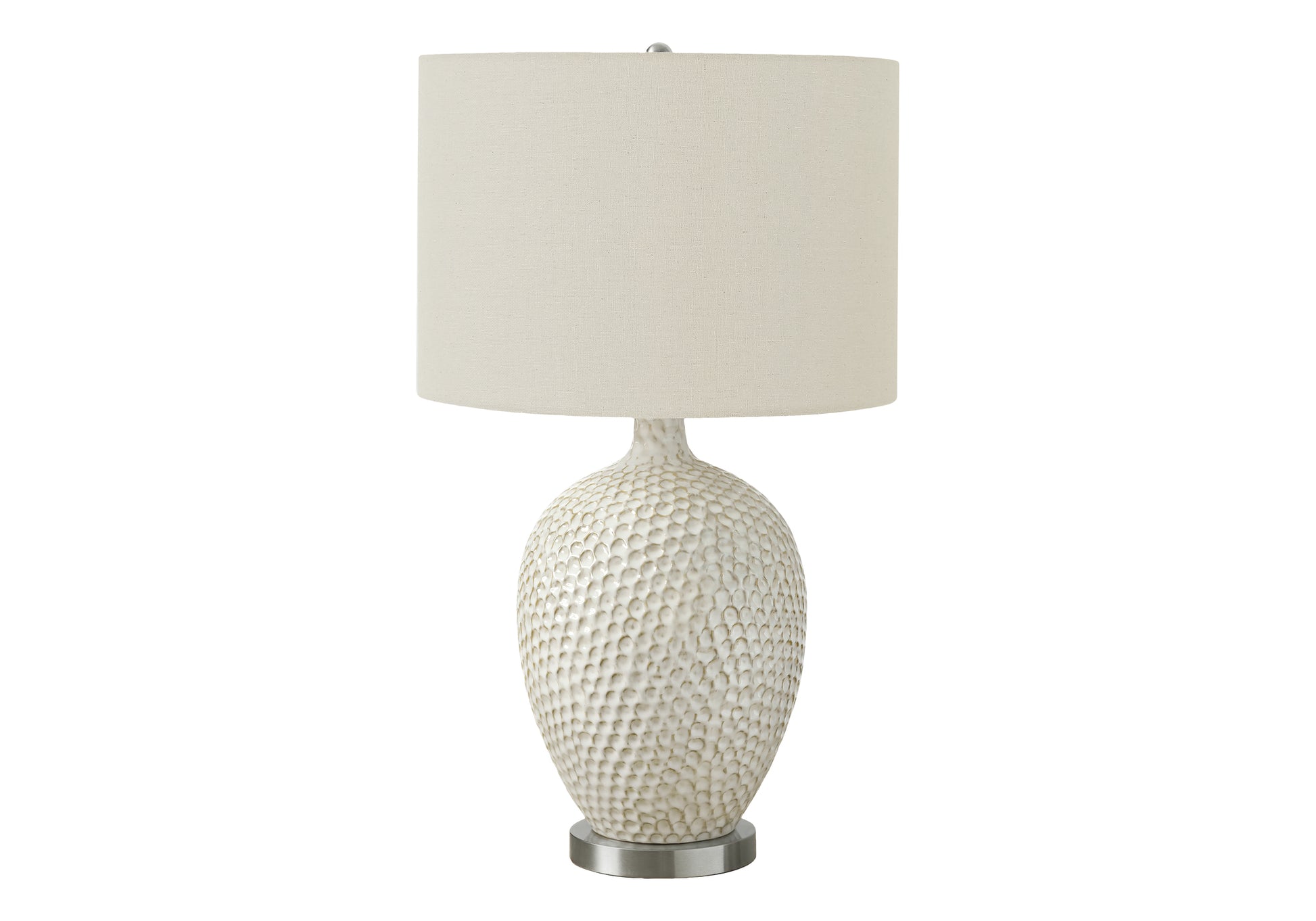 LIGHTING - 28"H TABLE LAMP CREAM CERAMIC / IVORY SHADE-Table-DECOROLALA