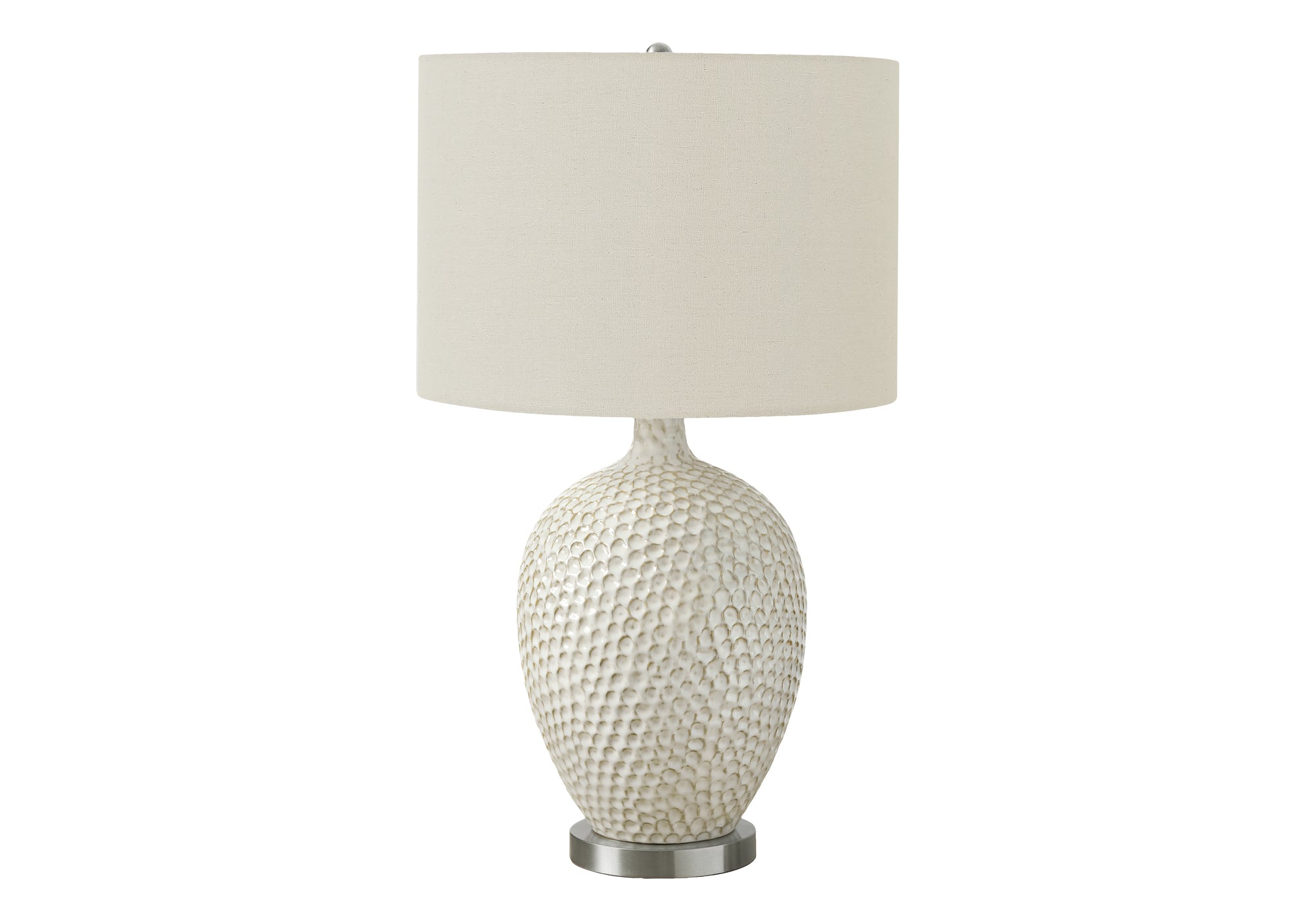 LIGHTING - 28"H TABLE LAMP CREAM CERAMIC / IVORY SHADE-Table-DECOROLALA