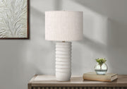 LIGHTING - 28"H TABLE LAMP CREAM RESIN / IVORY SHADE-Table-DECOROLALA