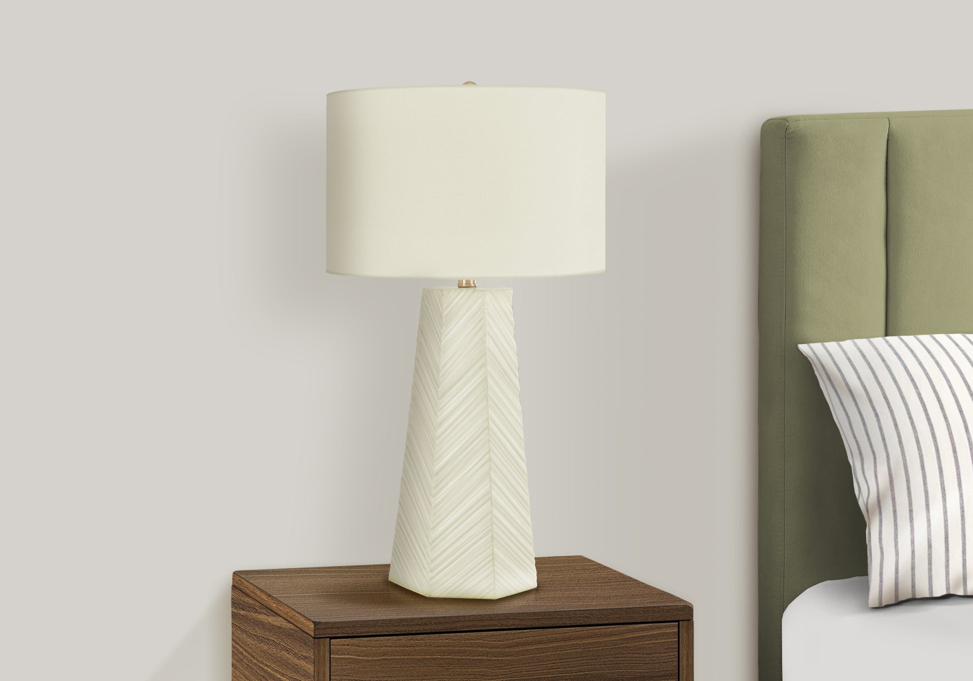 LIGHTING - 29"H TABLE LAMP WHITE CERAMIC / IVORY SHADE-Table-DECOROLALA