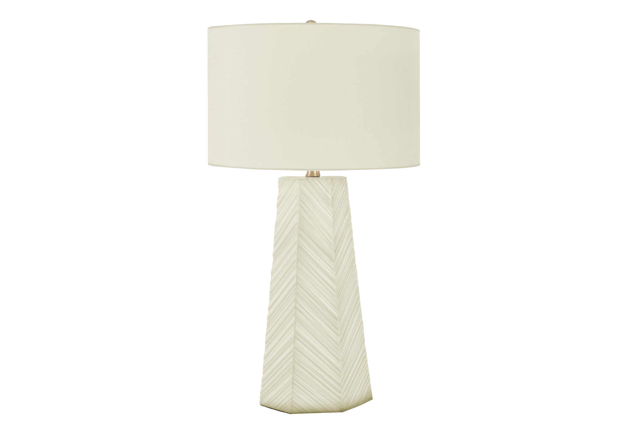 LIGHTING - 29"H TABLE LAMP WHITE CERAMIC / IVORY SHADE-Table-DECOROLALA