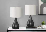LIGHTING - 2PCS / 18"H TABLE LAMP BLACK / IVORY SHADE-Table-DECOROLALA