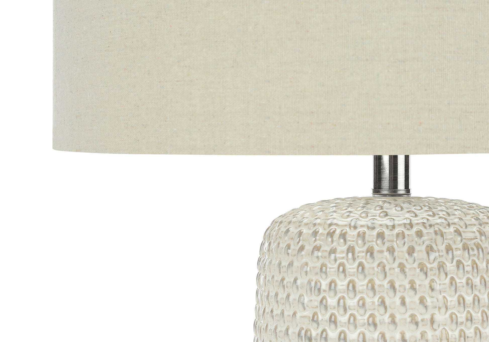 LIGHTING - 31"H TABLE LAMP CREAM CERAMIC / BEIGE SHADE-Table-DECOROLALA