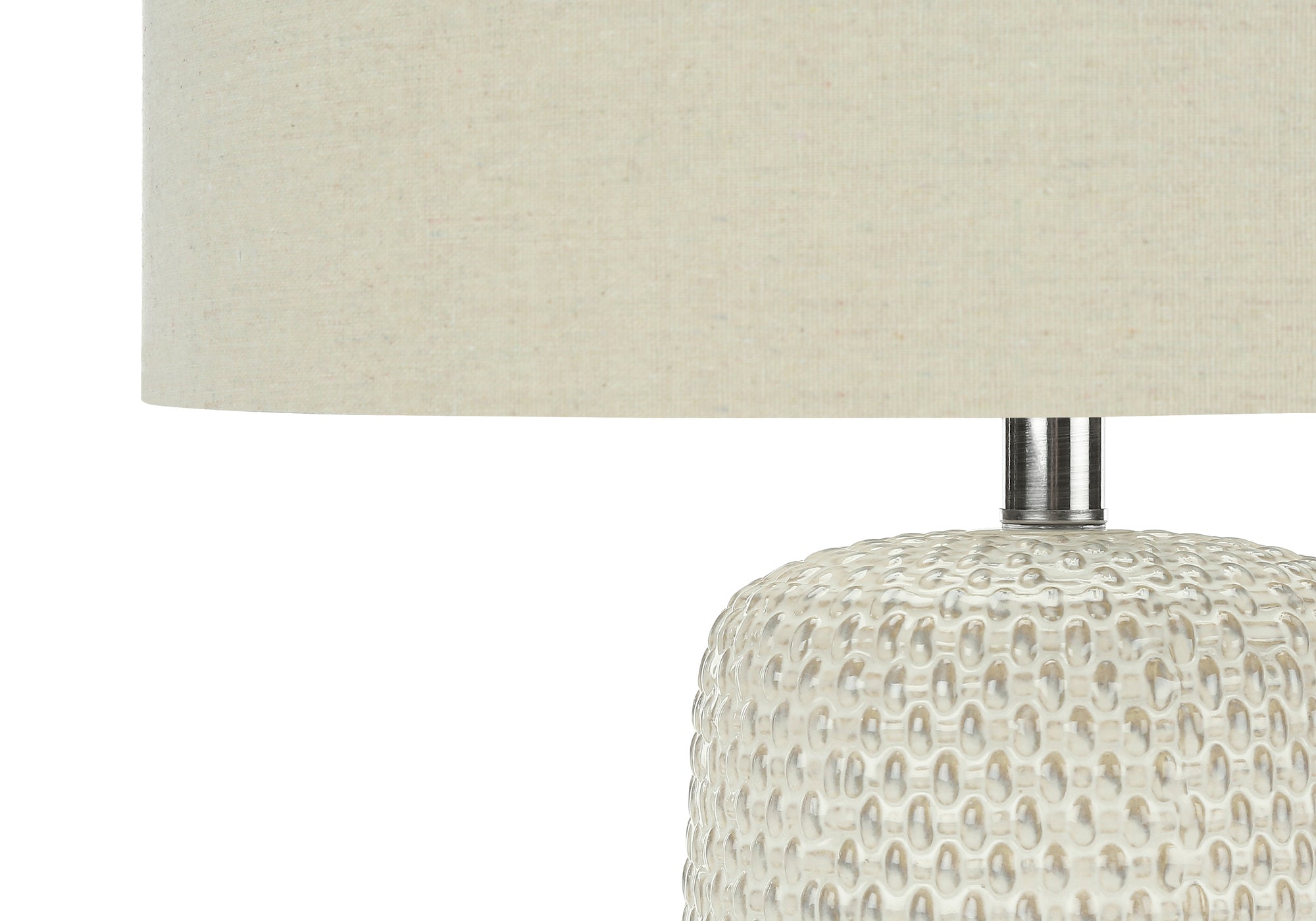 LIGHTING - 31"H TABLE LAMP CREAM CERAMIC / BEIGE SHADE-Table-DECOROLALA