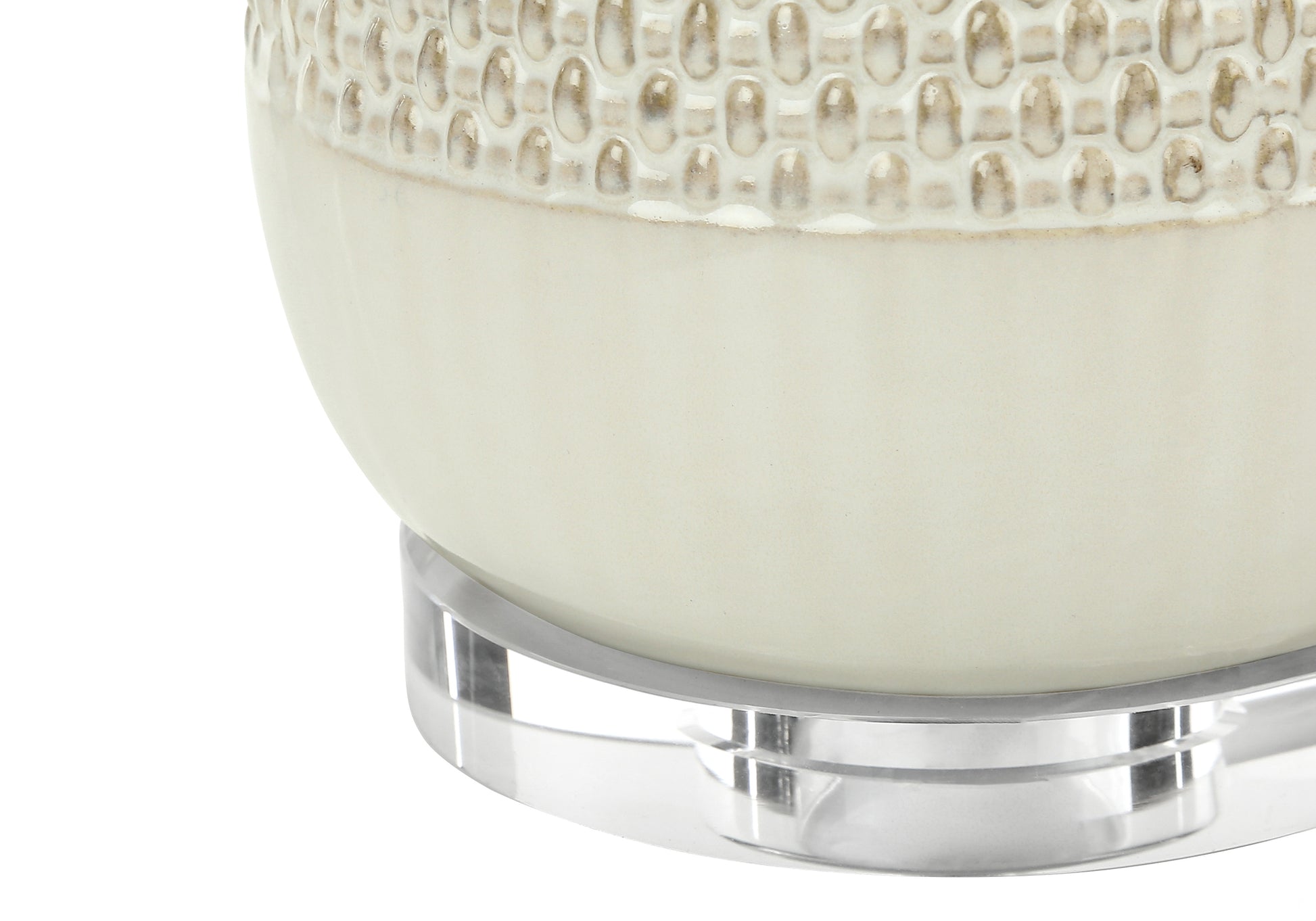 LIGHTING - 31"H TABLE LAMP CREAM CERAMIC / BEIGE SHADE-Table-DECOROLALA