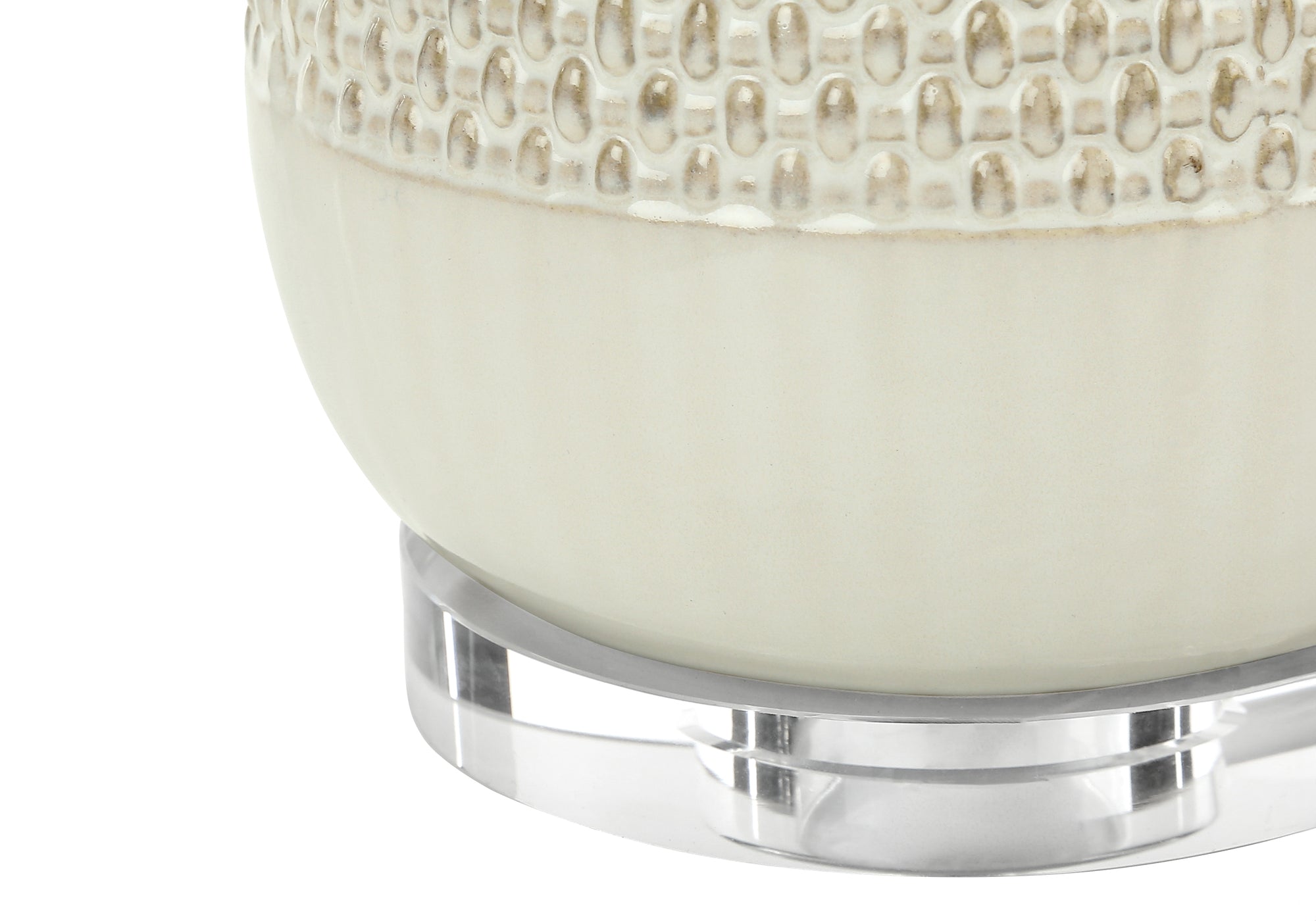 LIGHTING - 31"H TABLE LAMP CREAM CERAMIC / BEIGE SHADE-Table-DECOROLALA