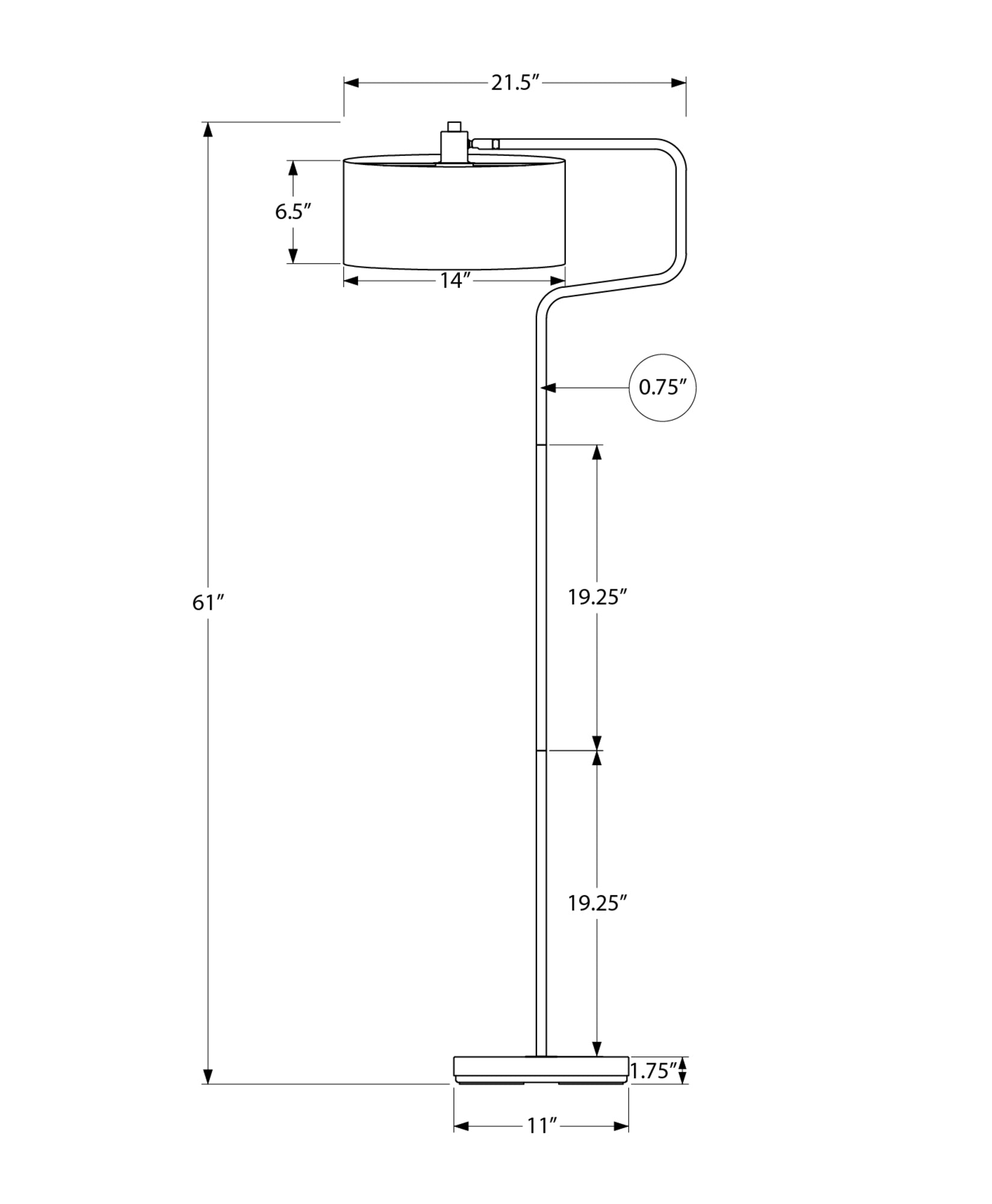 LIGHTING - 61"H FLOOR LAMP BLACK METAL / BEIGE SHADE-Floor Lamp-DECOROLALA
