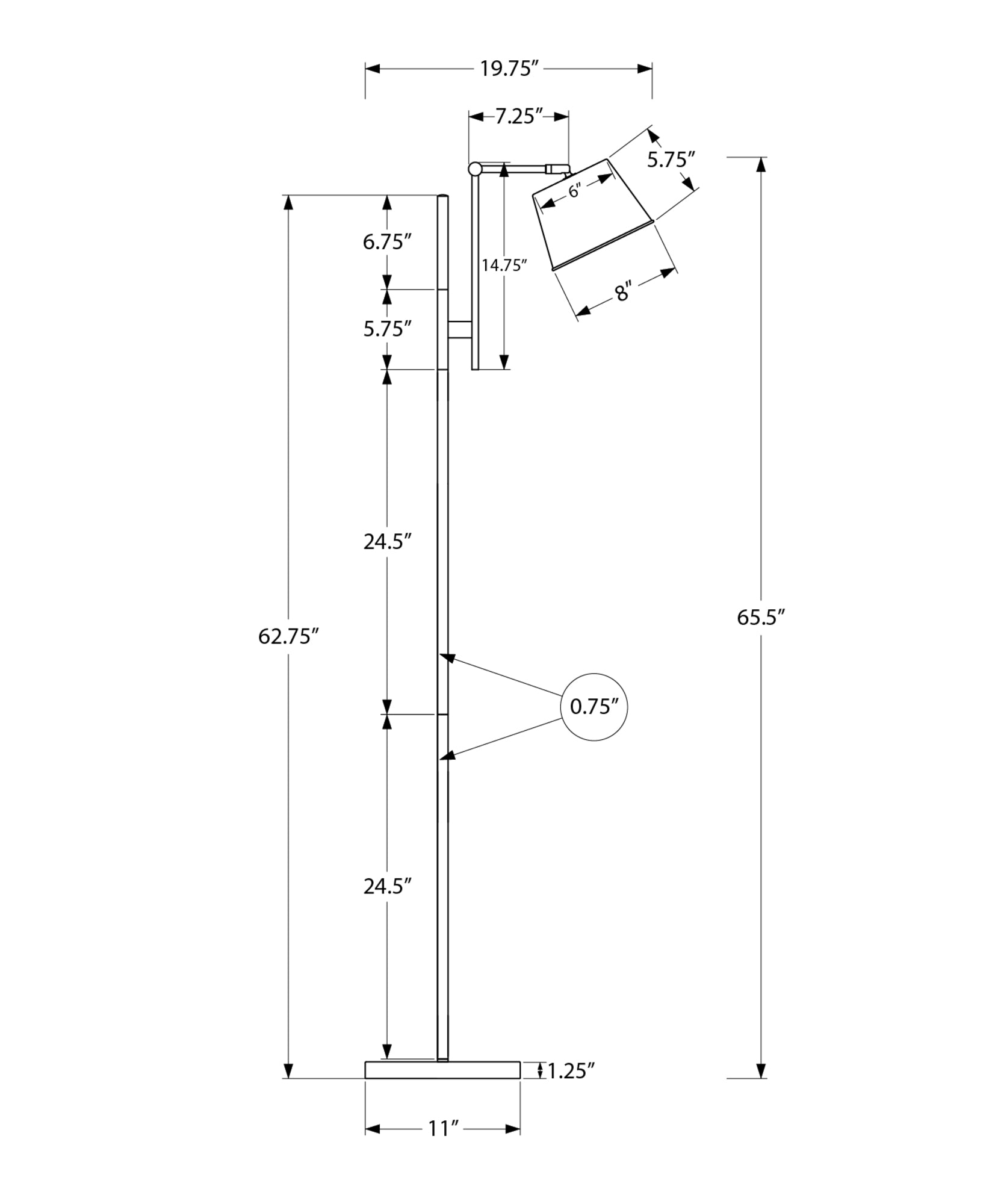 LIGHTING - 65"H FLOOR LAMP BLACK METAL / NICKEL SHADE-Floor Lamp-DECOROLALA