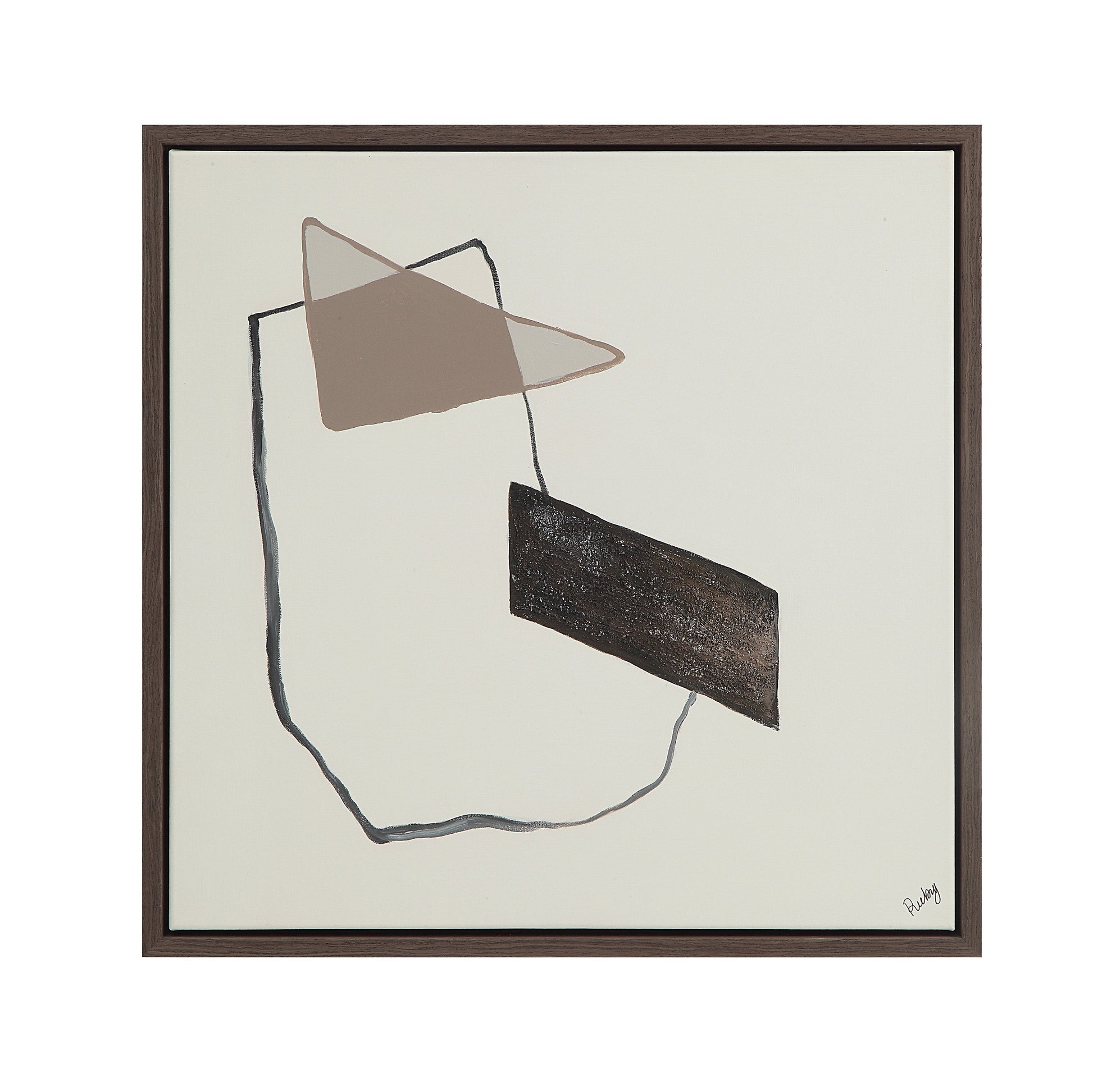 Lacadie 30.1" Wide Canvas Art with Wood Frame, Dark Brown-Canvas Art-DECOROLALA