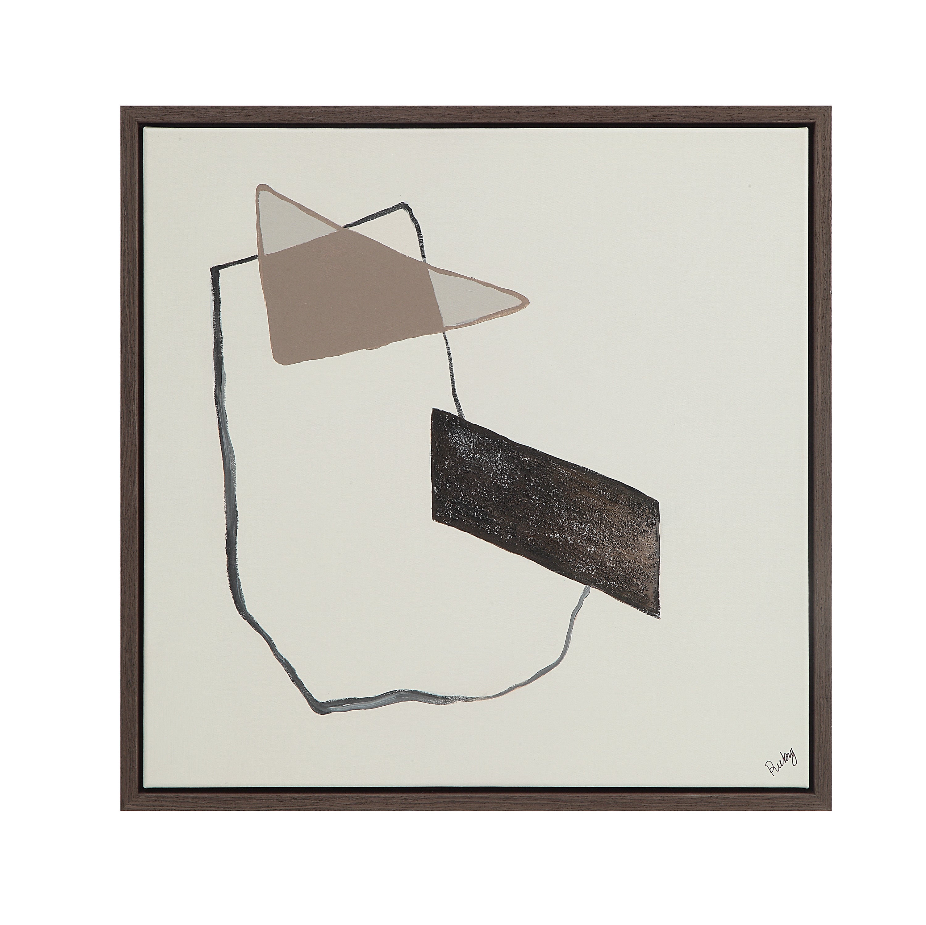 Lacadie 30.1" Wide Canvas Art with Wood Frame, Dark Brown-Canvas Art-DECOROLALA