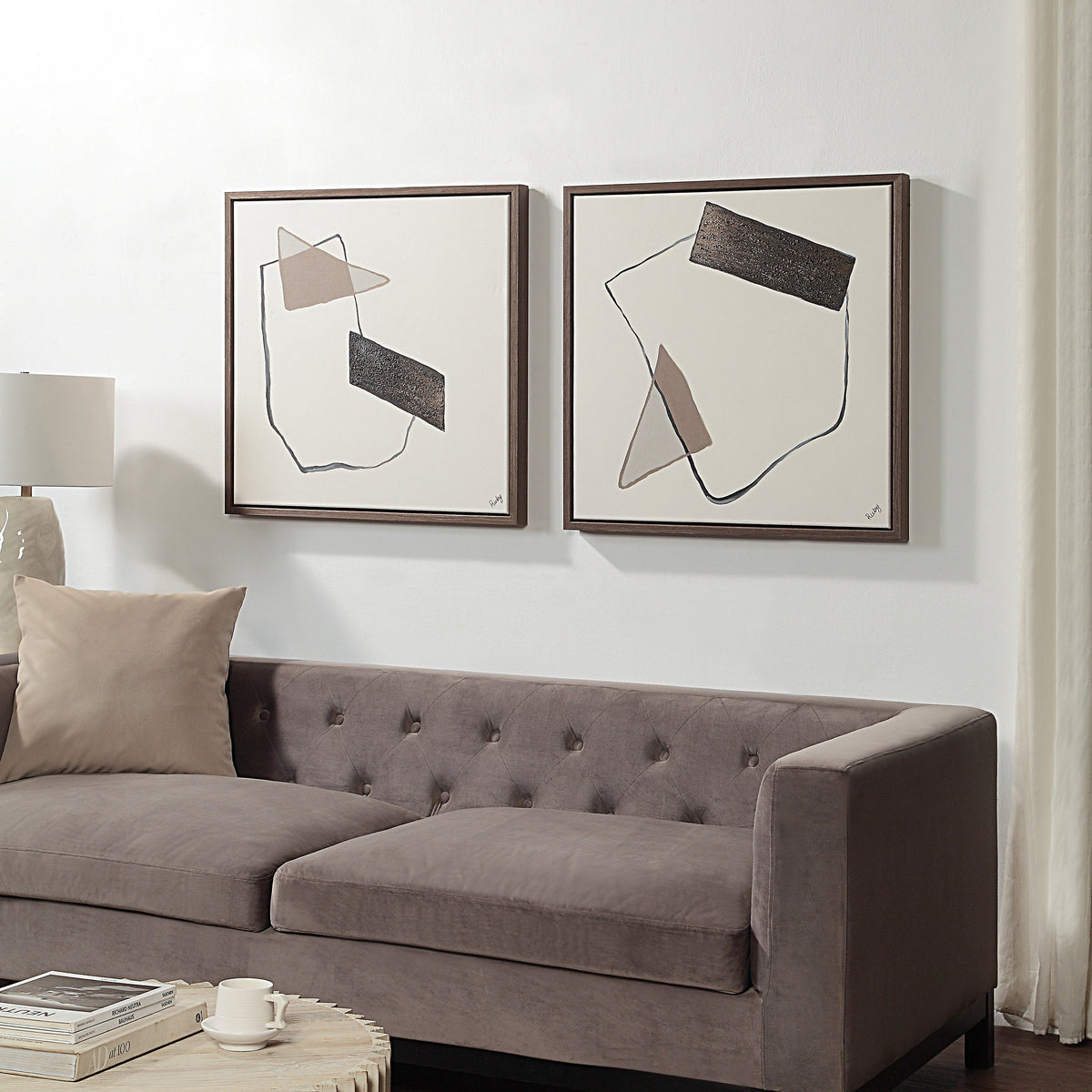 Lacadie 30.1" Wide Canvas Art with Wood Frame, Dark Brown-Canvas Prints-DECOROLALA
