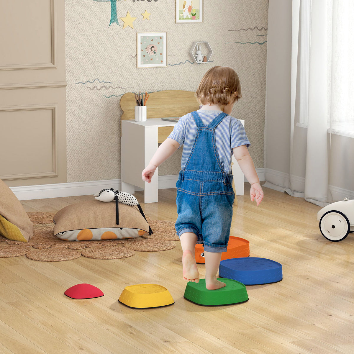 Ladybug Balance Stepping Stones for Promoting Balance Coordination and Strength, Outdoor & Indoor Obstacle Course-Toys & Games > Baby & Toddler Toys > Kids Gym & Playmats-DECOROLALA