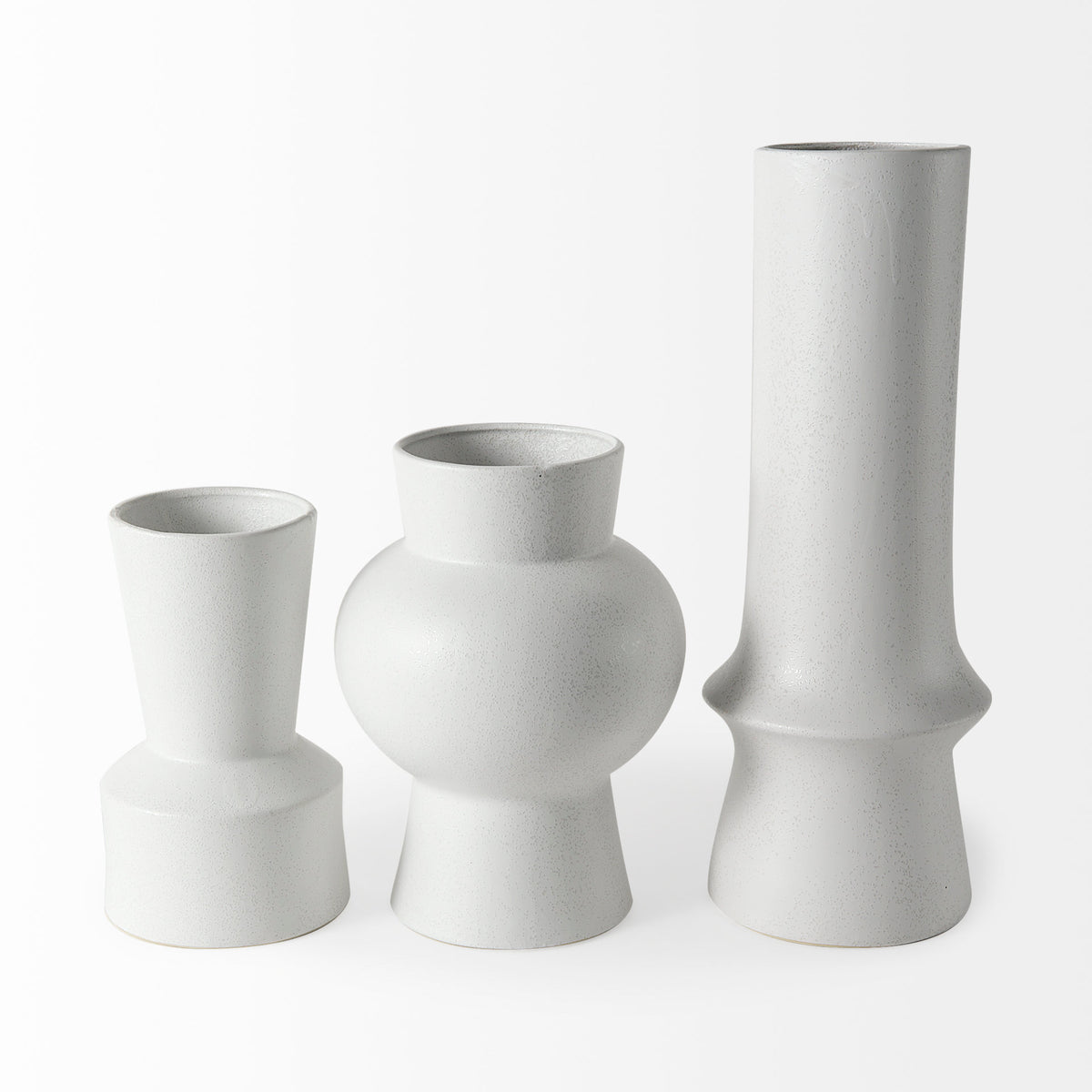 Laforge 10.8H Medium White Ceramic Vase-Vase-DECOROLALA