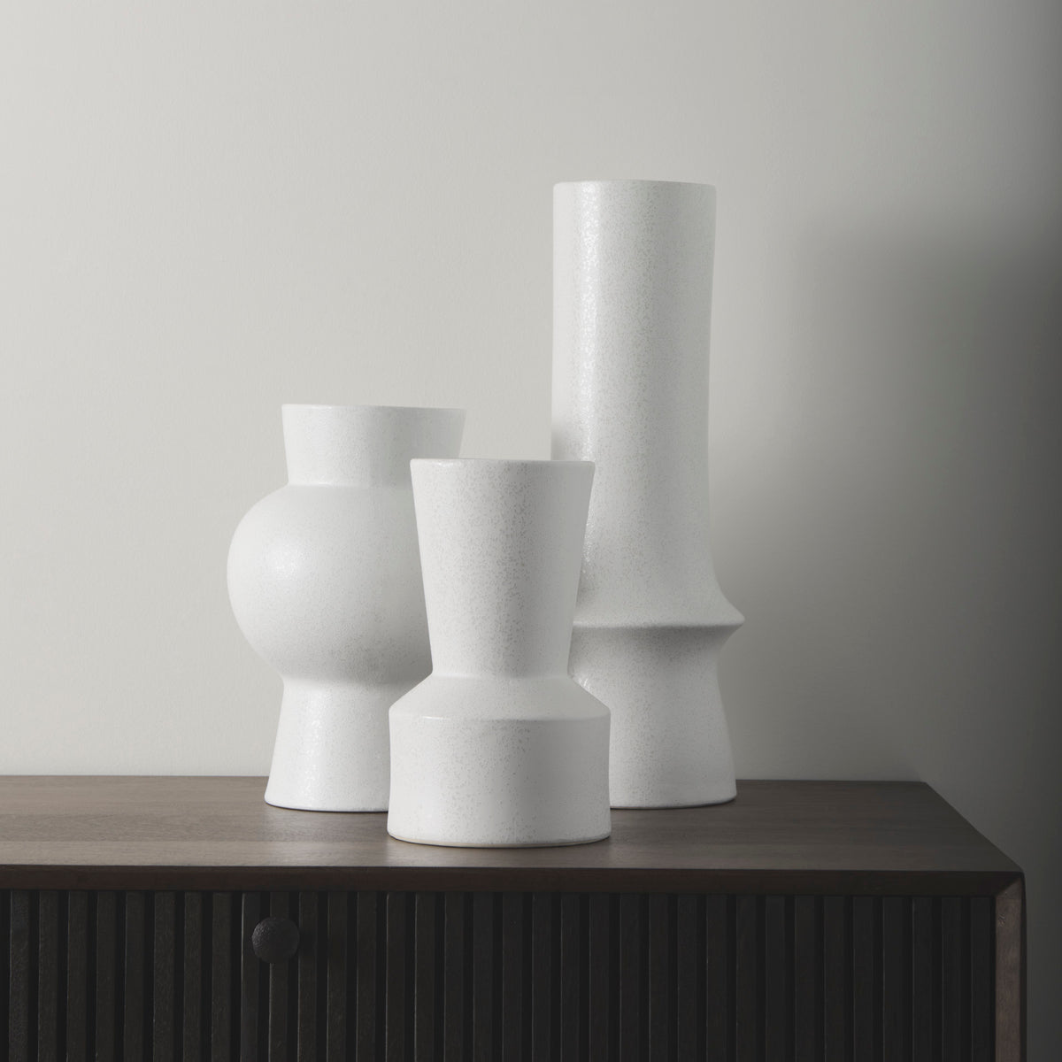 Laforge 10.8H Medium White Ceramic Vase-Vase-DECOROLALA