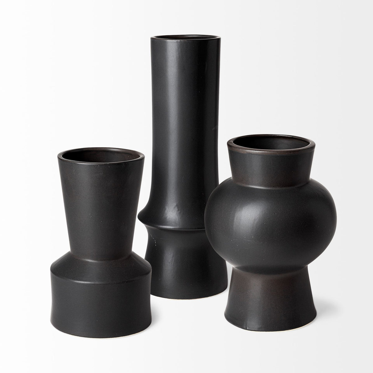 Laforge II Black Ceramic Vase-Vase-DECOROLALA