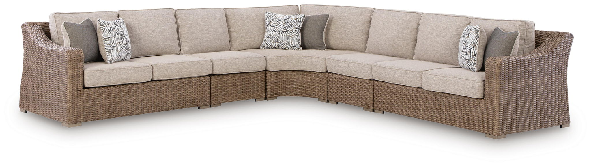 Laguna Heights Outdoor Sectional - Beige-Stationary Sectionals-DECOROLALA
