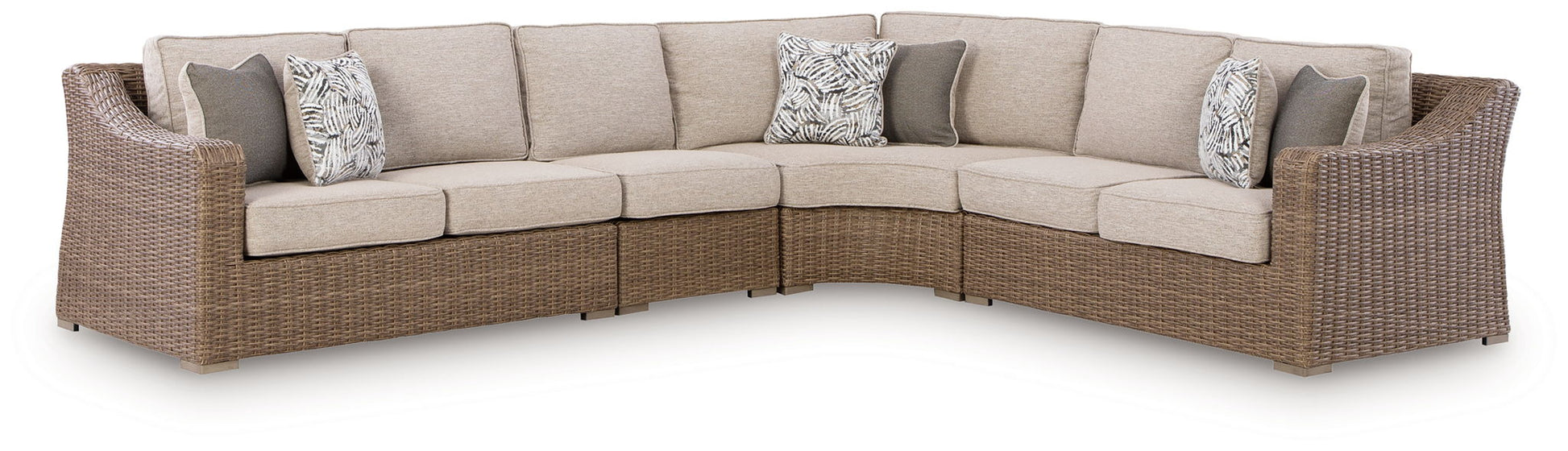 Laguna Heights Outdoor Sectional - Beige-Stationary Sectionals-DECOROLALA