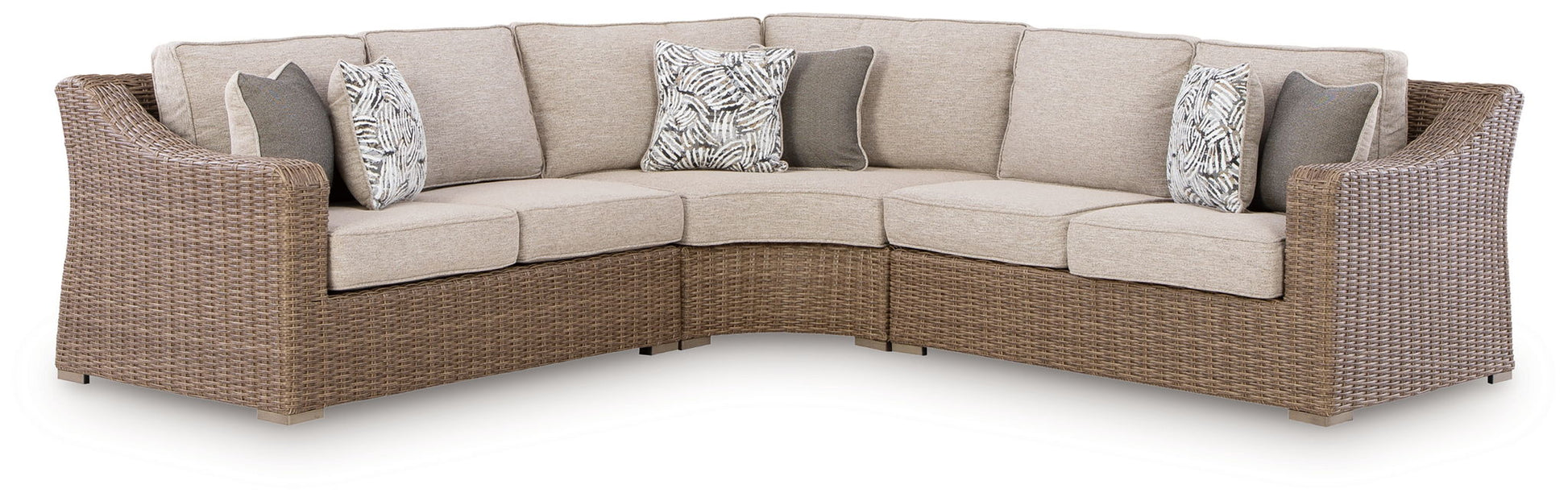 Laguna Heights Outdoor Sectional - Beige-Stationary Sectionals-DECOROLALA