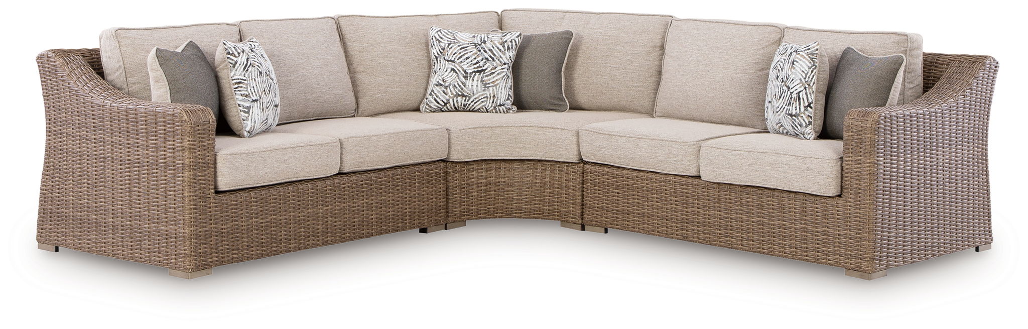 Laguna Heights Outdoor Sectional - Beige-Stationary Sectionals-DECOROLALA