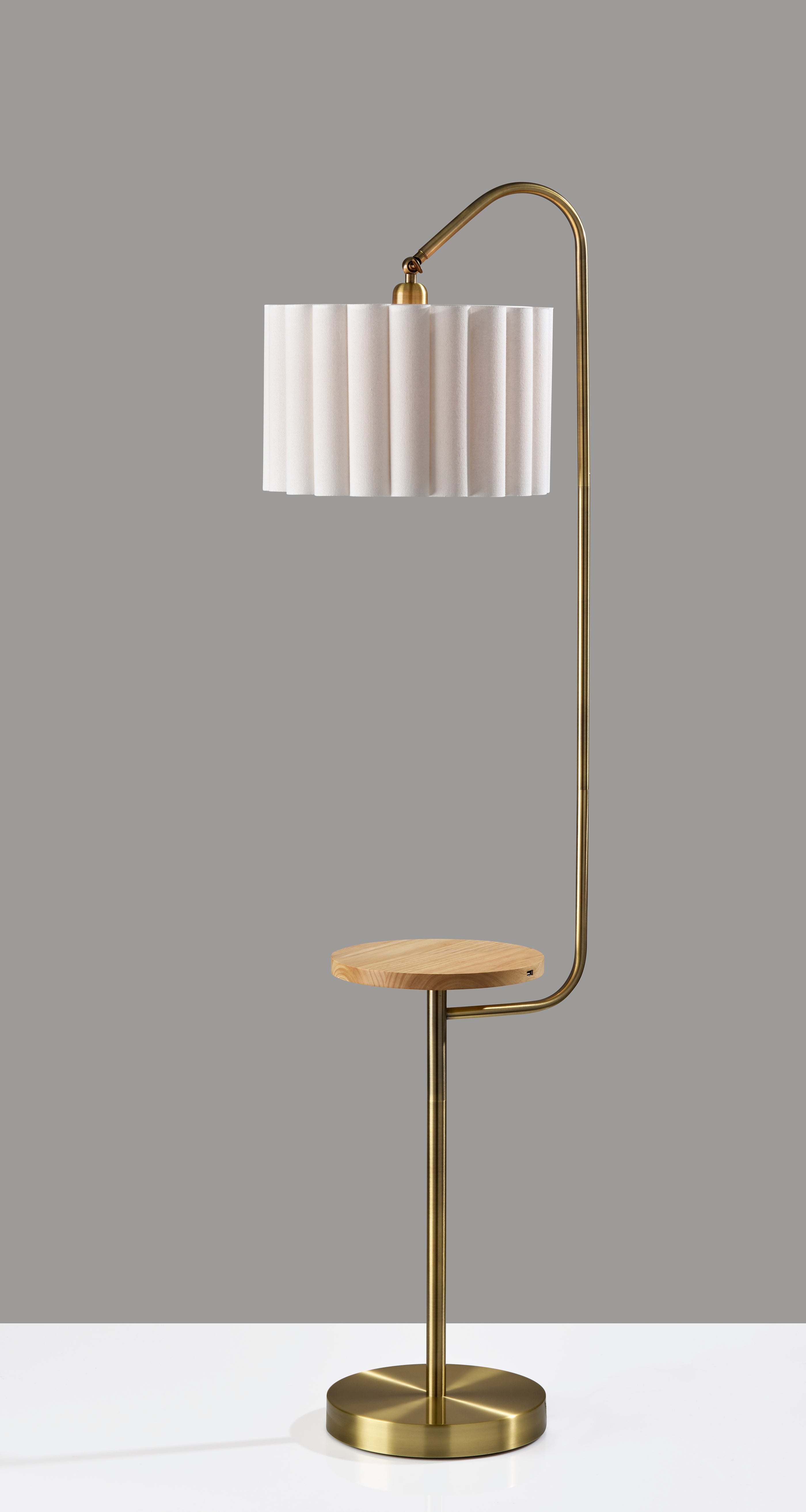 Laine Floor Lamp 62.5" Antique Brass Walnut-Lighting-DECOROLALA