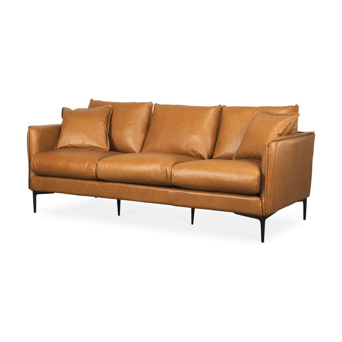 Lake Como 85.8W Tan Leather Three Seater Sofa-Sofa & Sectionals-DECOROLALA