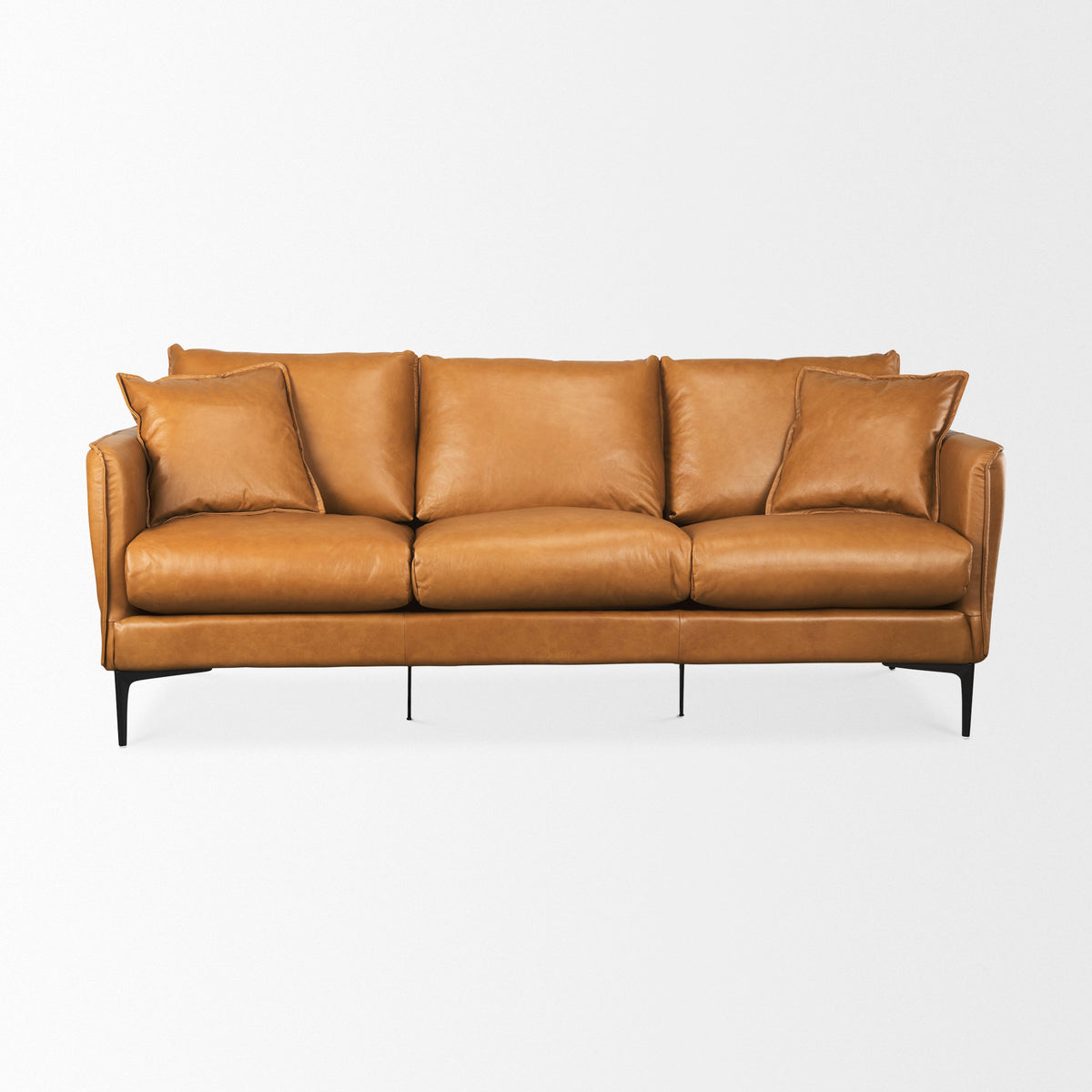 Lake Como 85.8W Tan Leather Three Seater Sofa-Sofa & Sectionals-DECOROLALA