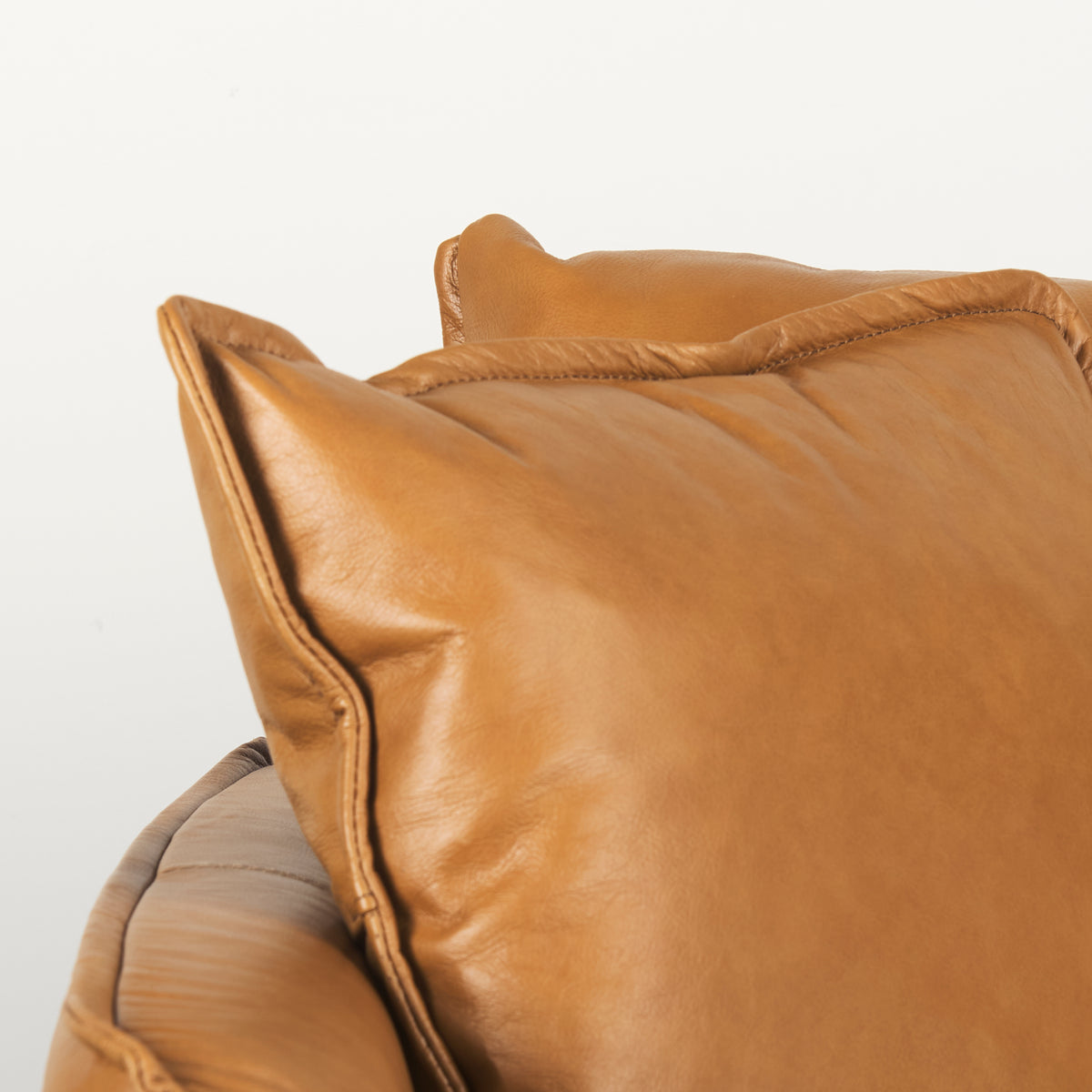 Lake Como 85.8W Tan Leather Three Seater Sofa-Sofa & Sectionals-DECOROLALA