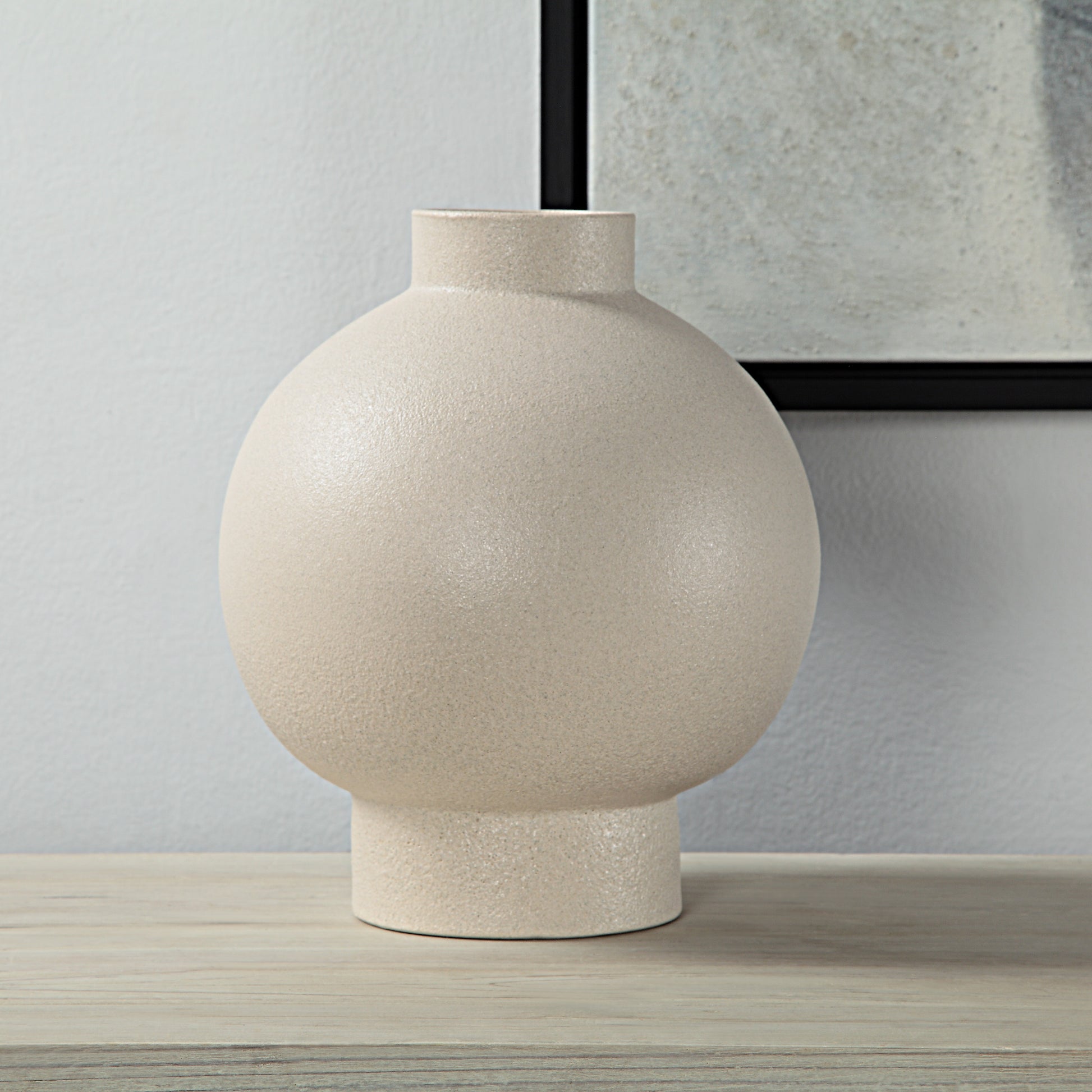 Lamoureux Indoor Ceramic Vase, Textured Matte Ivory-Vase-DECOROLALA