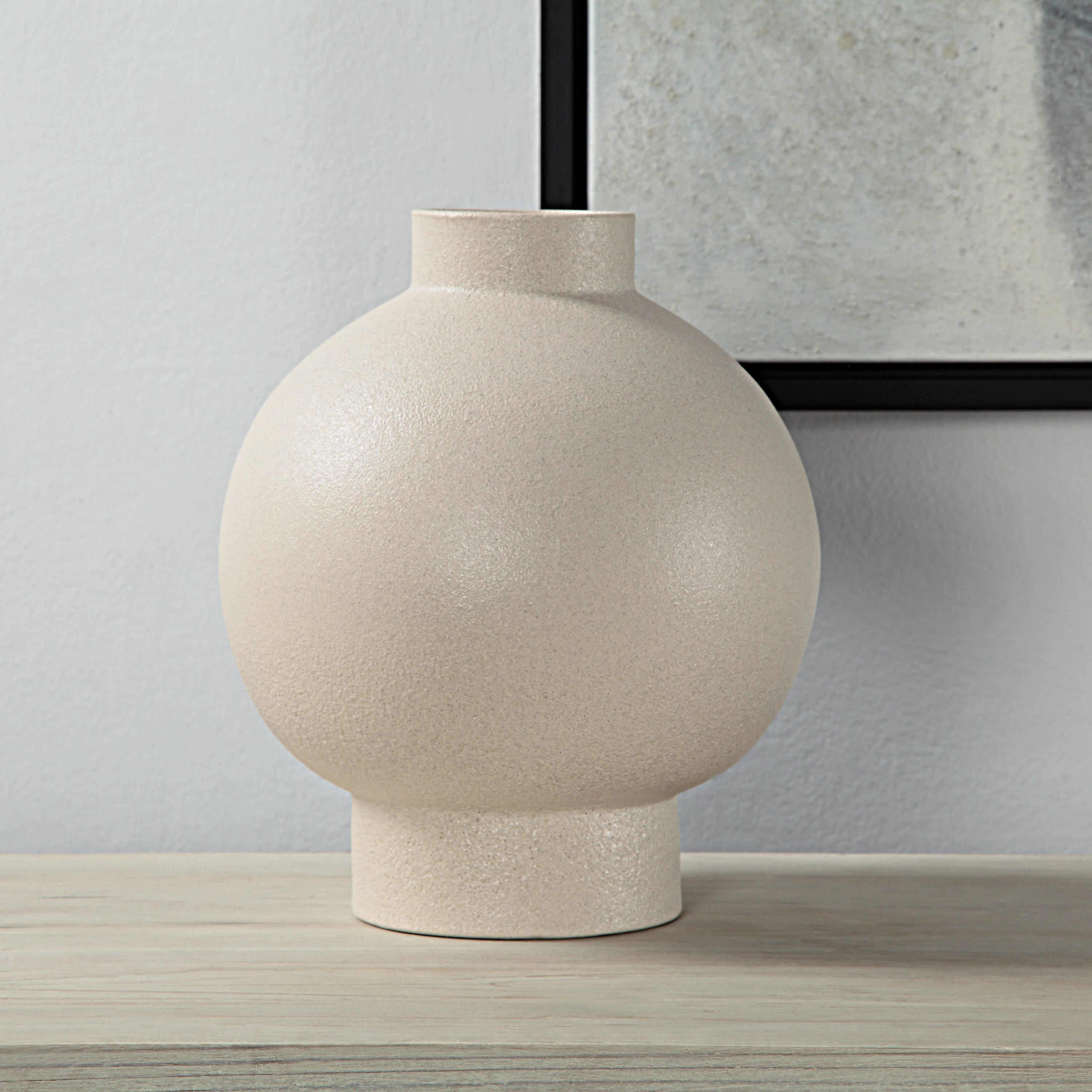 Lamoureux Indoor Ceramic Vase, Textured Matte Ivory-Vase-DECOROLALA