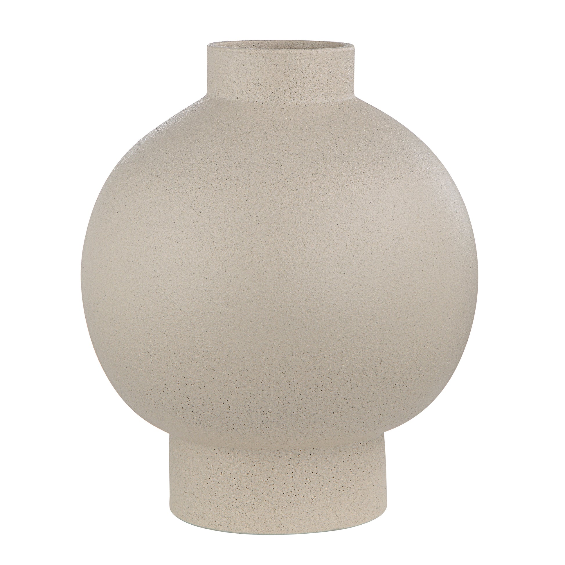 Lamoureux Indoor Ceramic Vase, Textured Matte Ivory-Vase-DECOROLALA