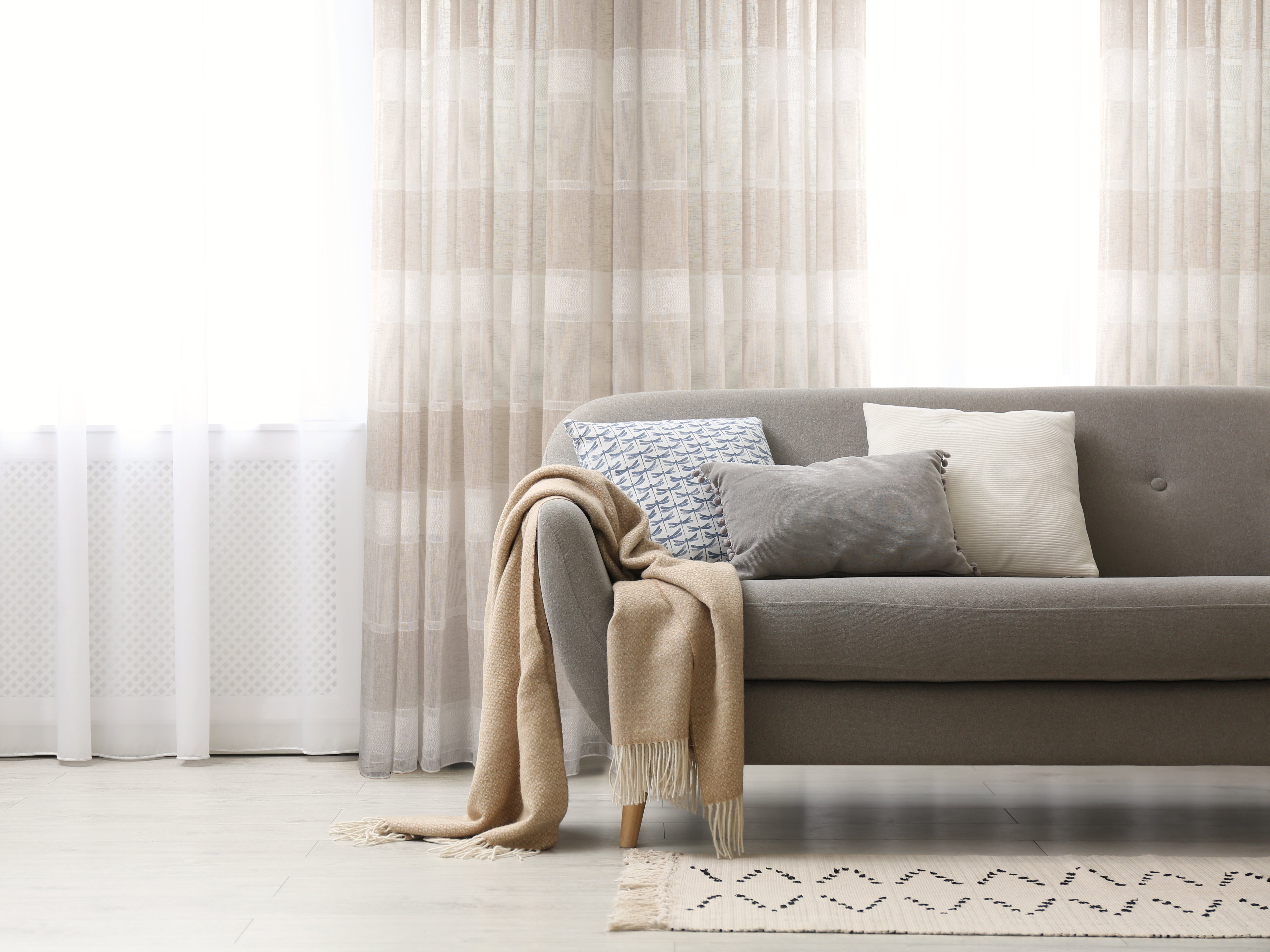Lancia Striped Jacquard Semi Sheer Grommet Curtain-Curtains-DECOROLALA