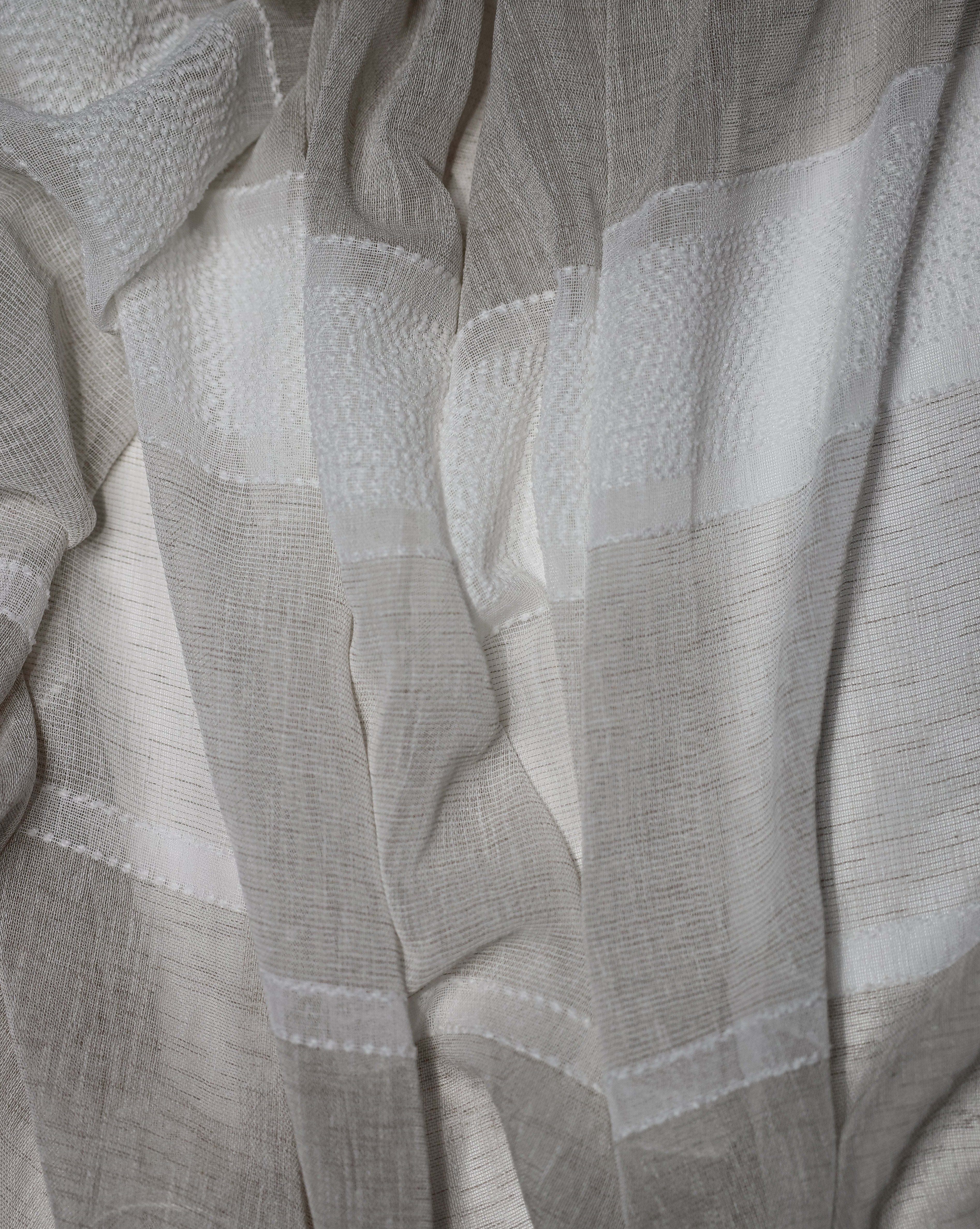 Lancia Striped Jacquard Semi Sheer Grommet Curtain-Curtains-DECOROLALA