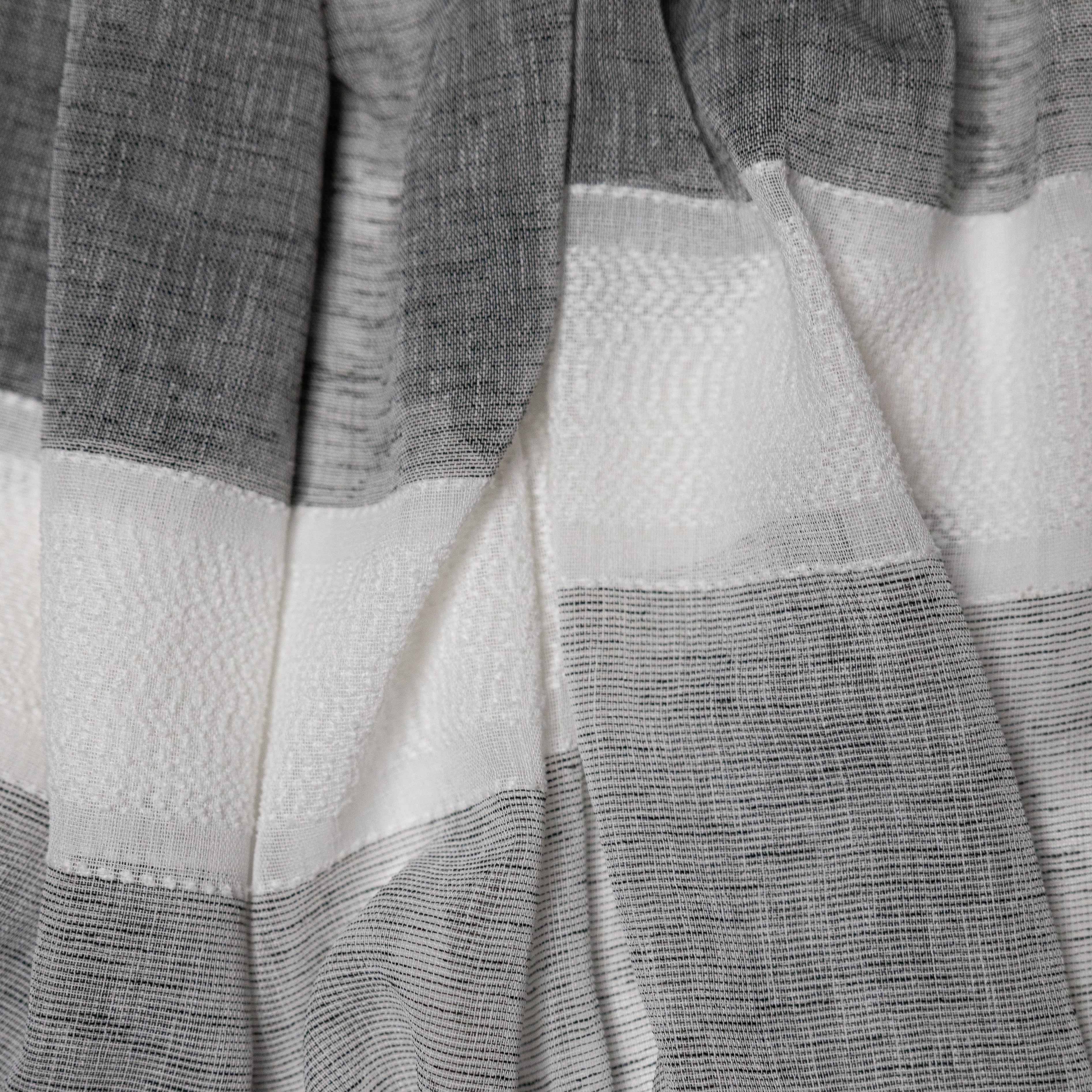 Lancia Striped Jacquard Semi Sheer Grommet Curtain-Curtains-DECOROLALA