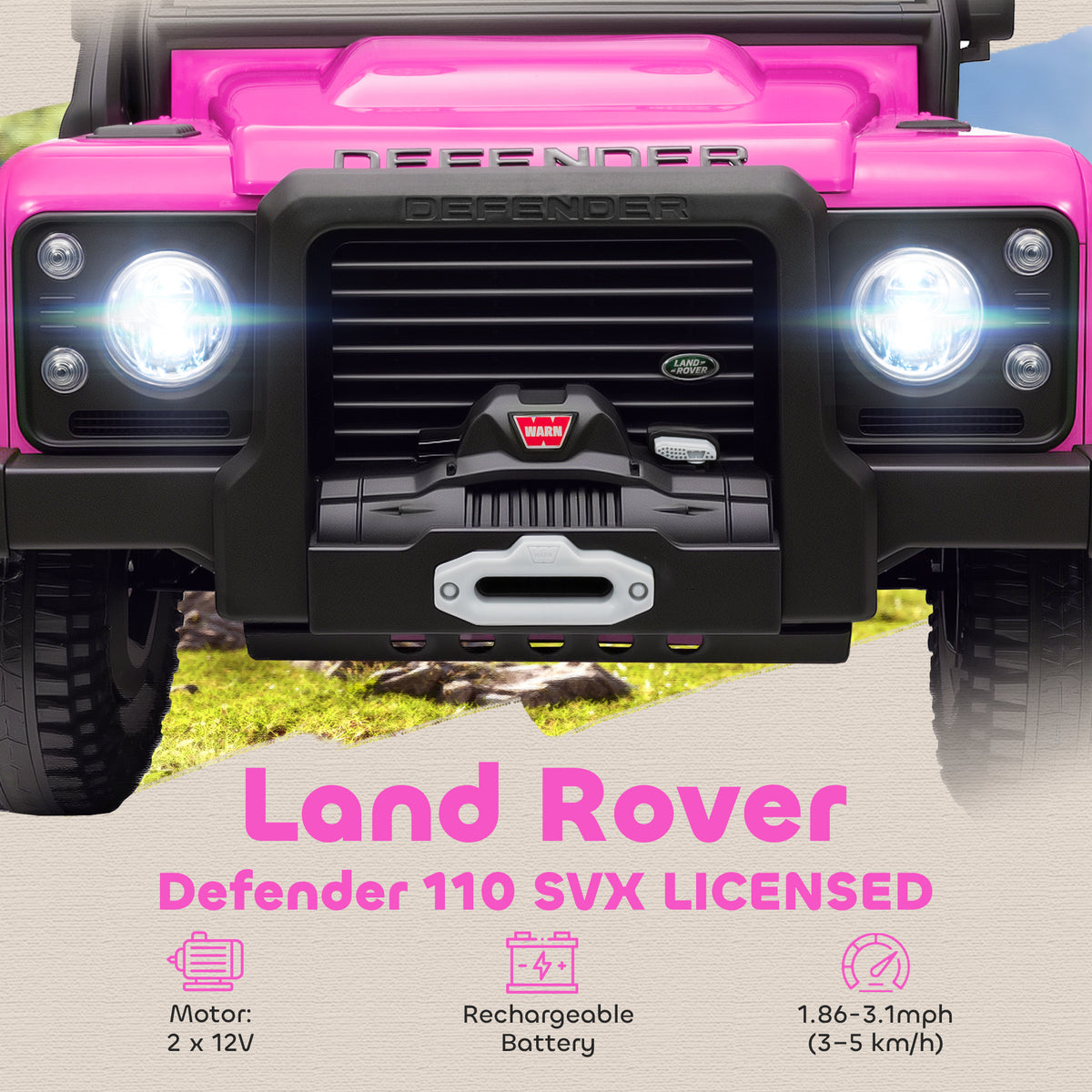 Land Rover Licensed Kids Ride on Truck with Remote Control, Spring Suspension, LED Lights, 3 Speed for Ages 3-5-Toys & Games > Baby & Toddler Toys > Electric Ride-On Toys > Electric Toy Cars-DECOROLALA