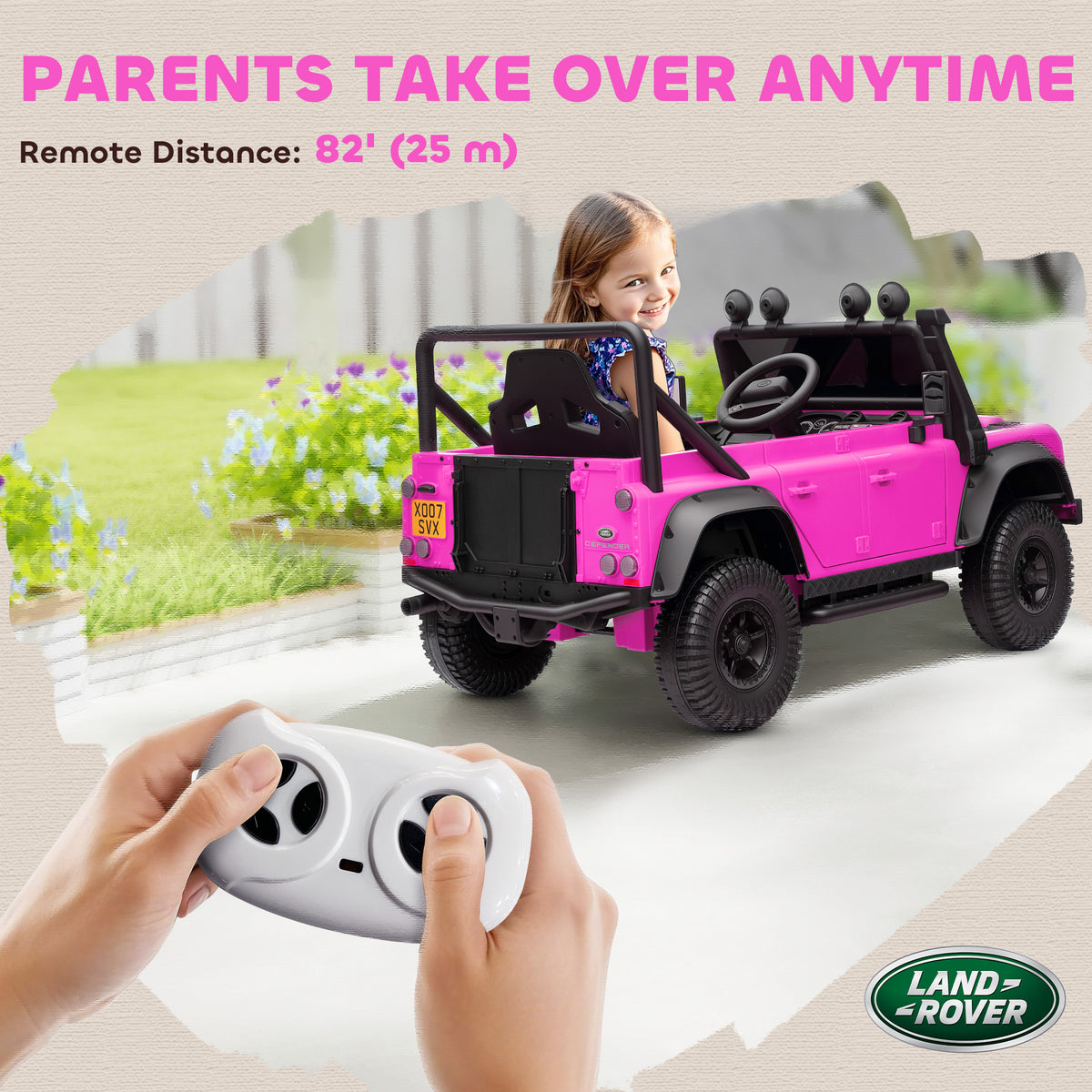 Land Rover Licensed Kids Ride on Truck with Remote Control, Spring Suspension, LED Lights, 3 Speed for Ages 3-5-Toys & Games > Baby & Toddler Toys > Electric Ride-On Toys > Electric Toy Cars-DECOROLALA